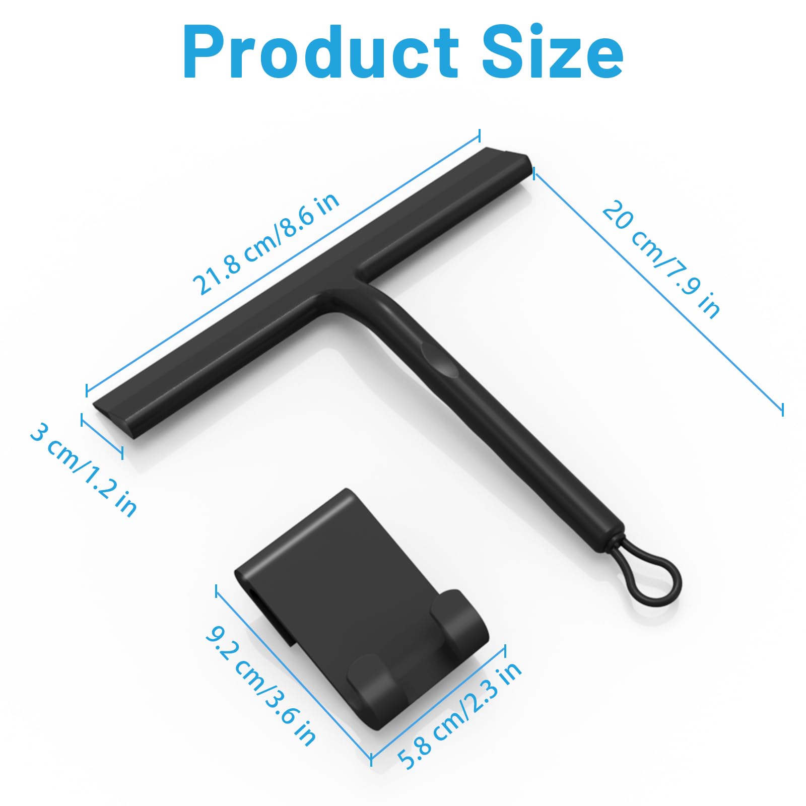 MOXYOY Shower Squeegee - Rust-Resistant Silicone Blade | Black | 23L x 19W cm 5