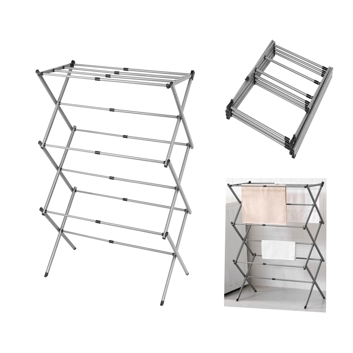 Vivo Technologies 3 Tier Extendable Clothes Airer - Foldable, Lightweight Carbon Steel Drying Rack | 7.5m Space 6