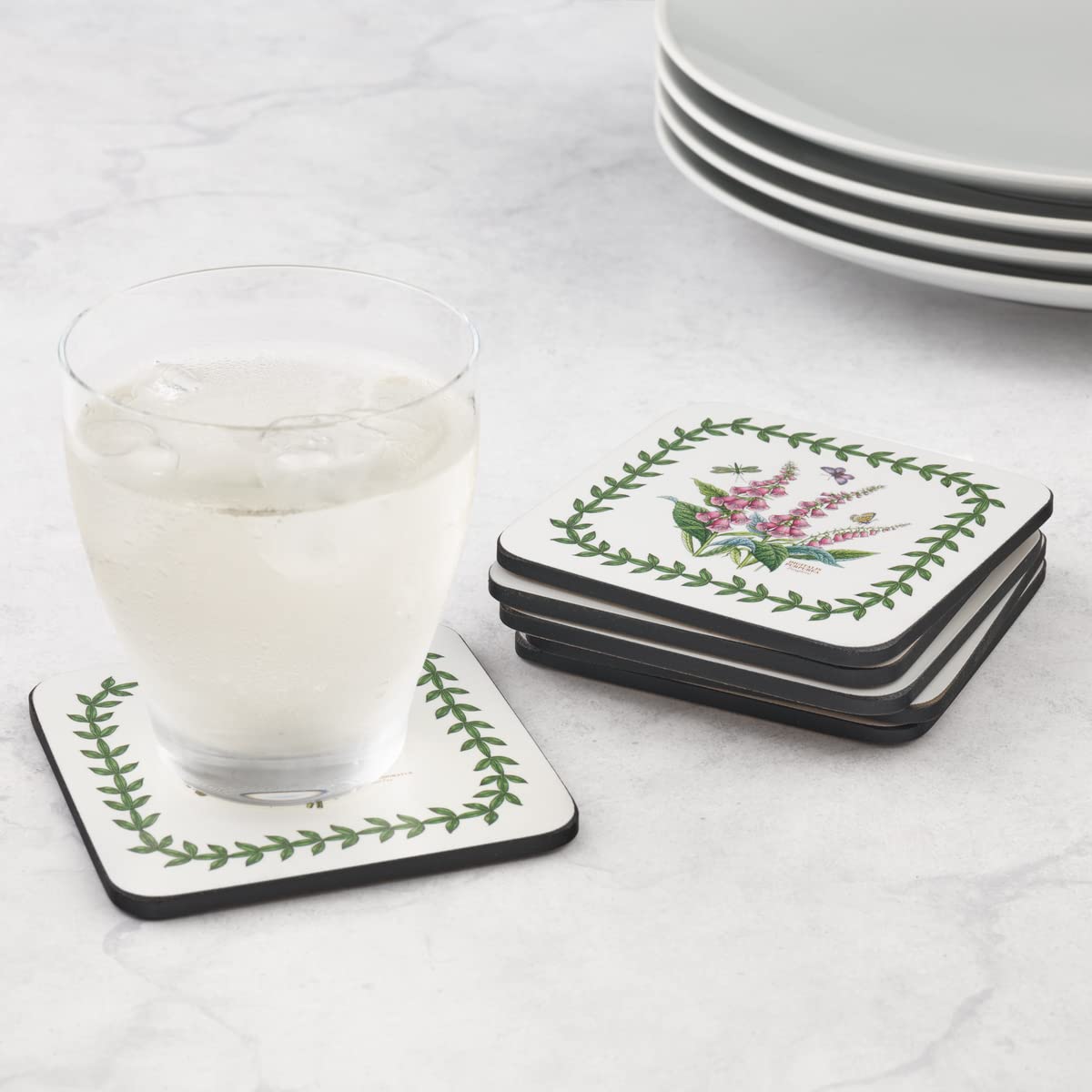 Pimpernel Botanic Garden Coasters - Set of 6 | Cork-Backed | 4 x 4 Inch Square 2