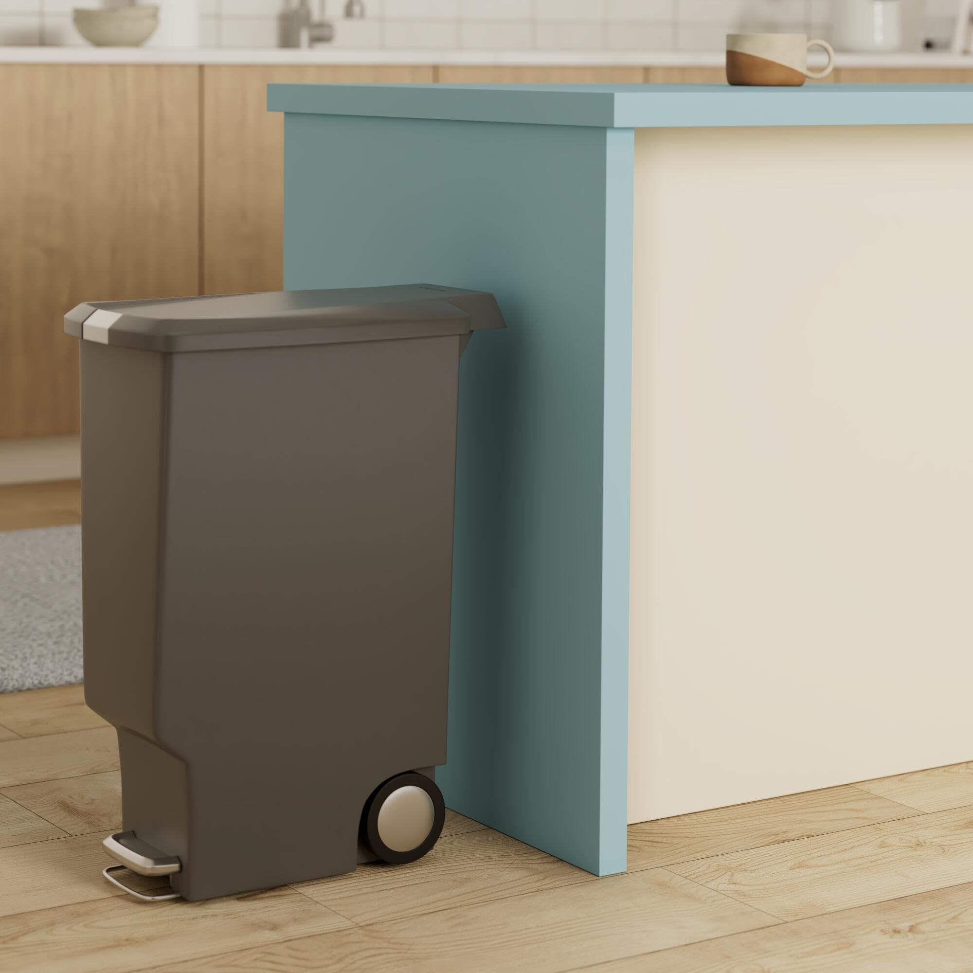 simplehuman CW1363 40L Slim Kitchen Pedal Recycling Bin with Lid Lock | Grey 2