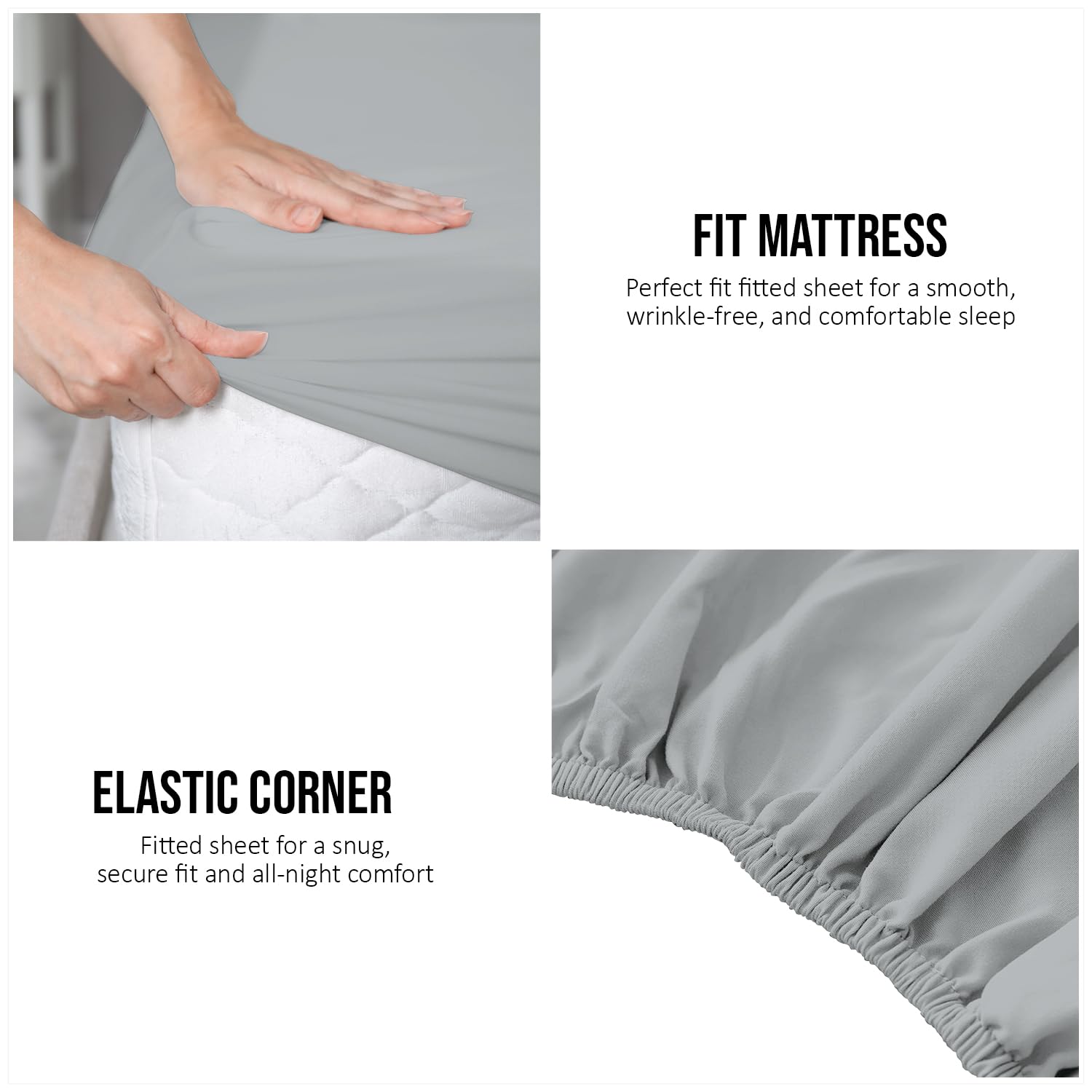 Super Dreamer 100% Polyester Fitted Sheet - Soft & Smooth | Single Bed (91 x 190cm) | Grey 5