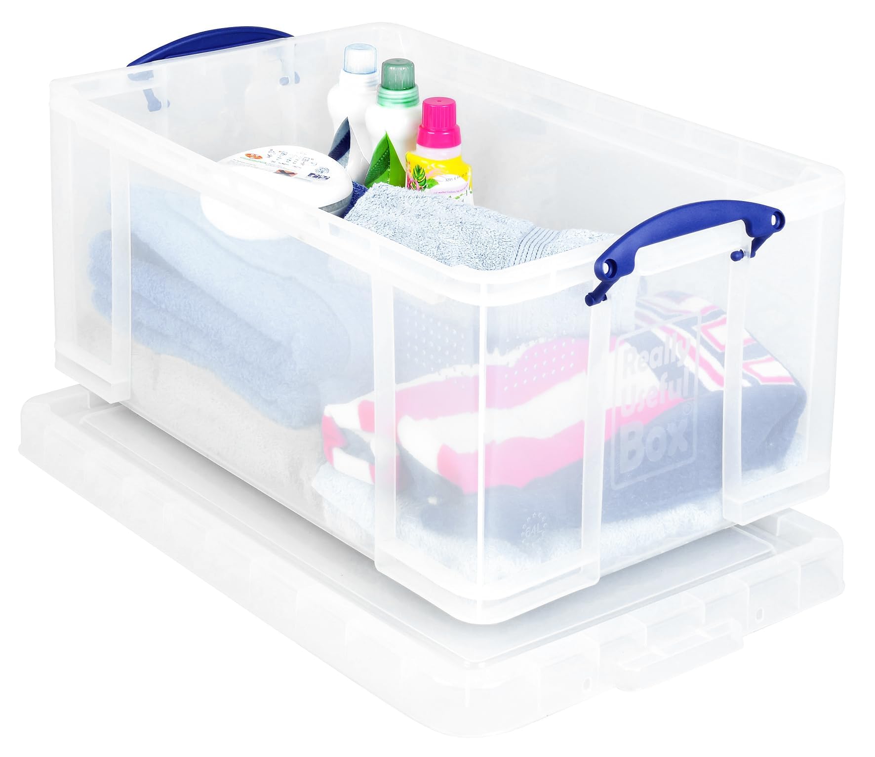 Really Useful Box Plastic Storage Box - 64 Litre Capacity, Clear, Stackable | Pack of 2 4