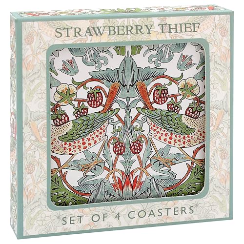 The Leonardo Collection William Morris Strawberry Thief Coasters Set of 4 Melamine 105x105mm 3
