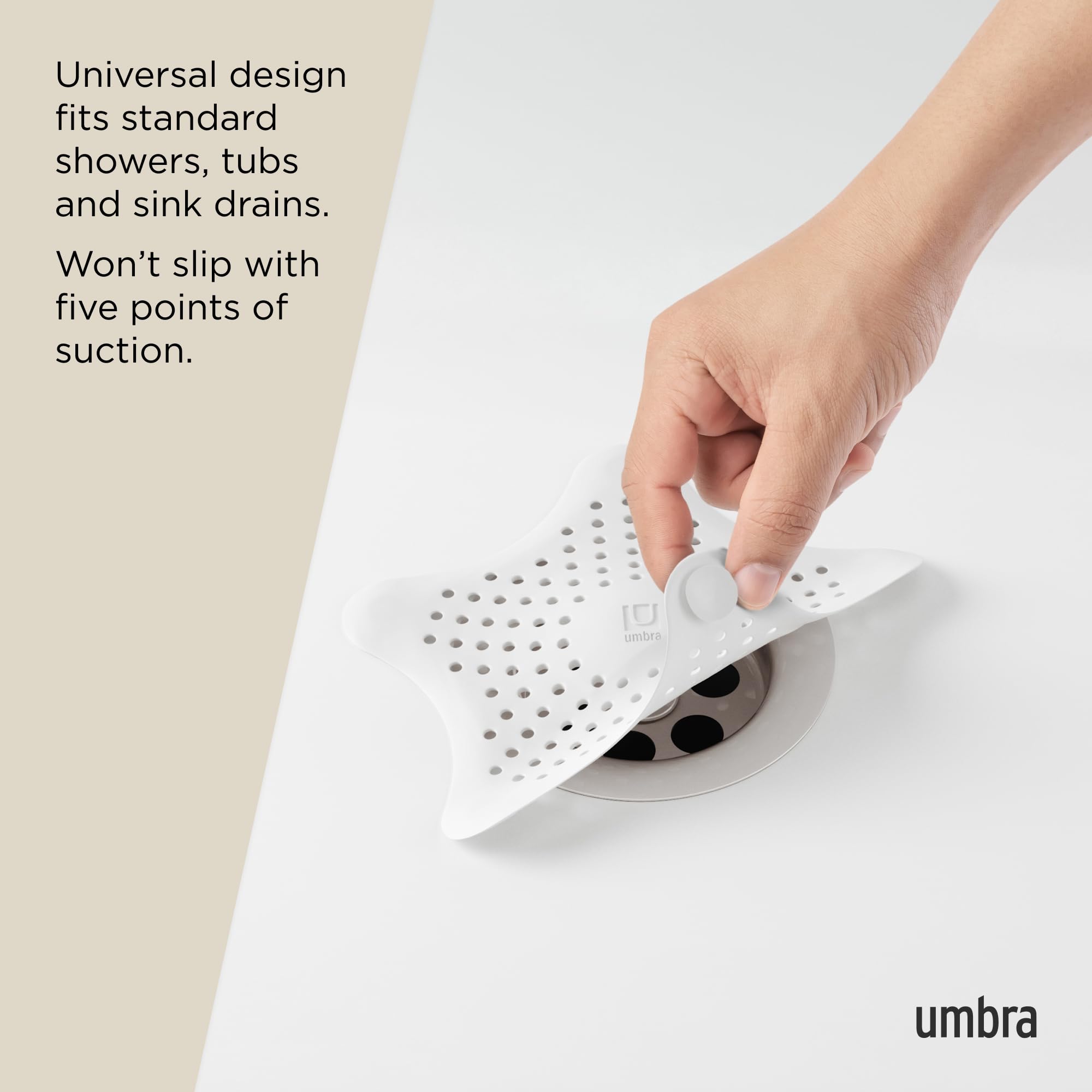 Umbra Starfish Tub Drain Hair Catcher - Flexible Rubber | 6 Inch Diameter | White 5