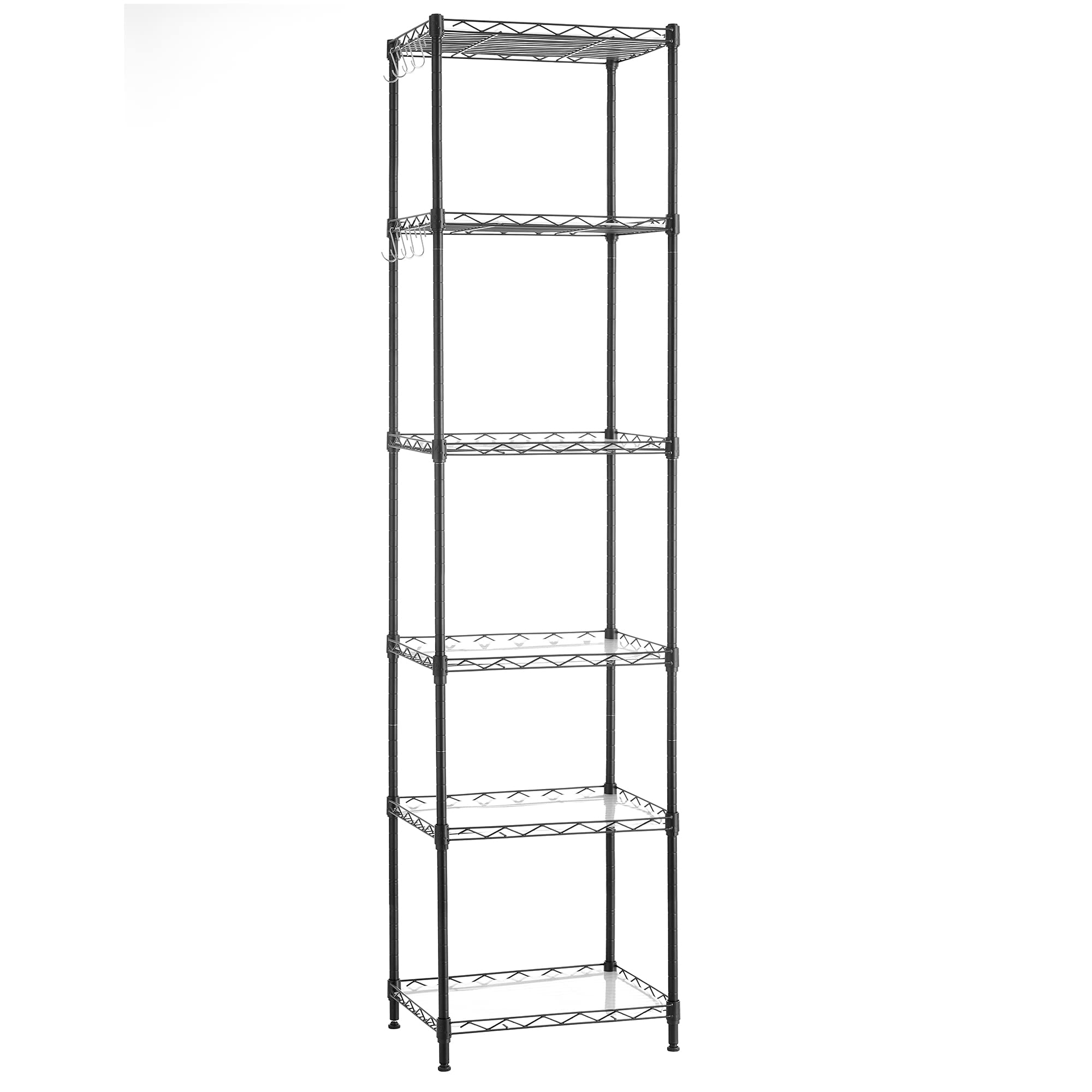 SONGMICS 6-Tier Metal Standing Shelf Unit - Adjustable Height | 20kg/Shelf Capacity | Black