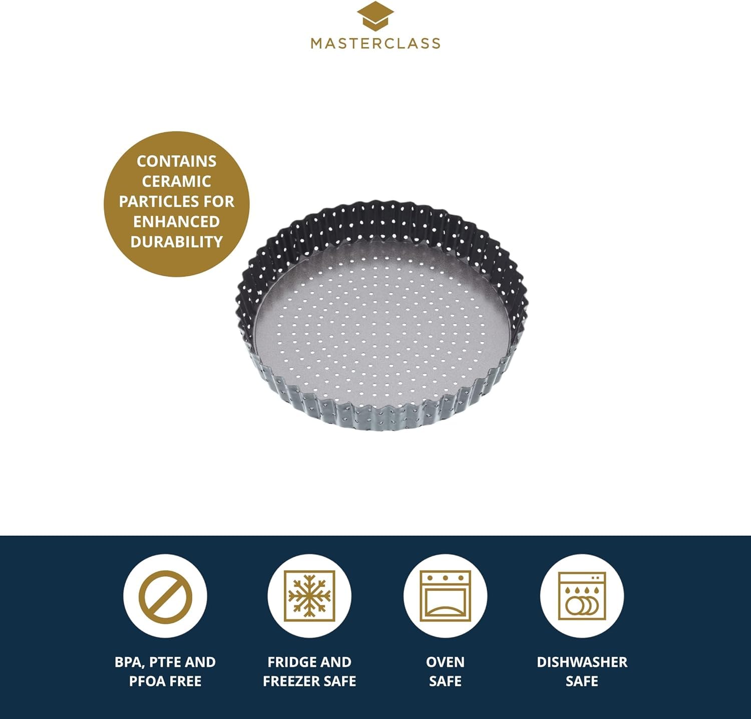 MasterClass Crusty Bake 20 cm Perforated Quiche Tin | Carbon Steel, Loose Base, Non-Stick 3