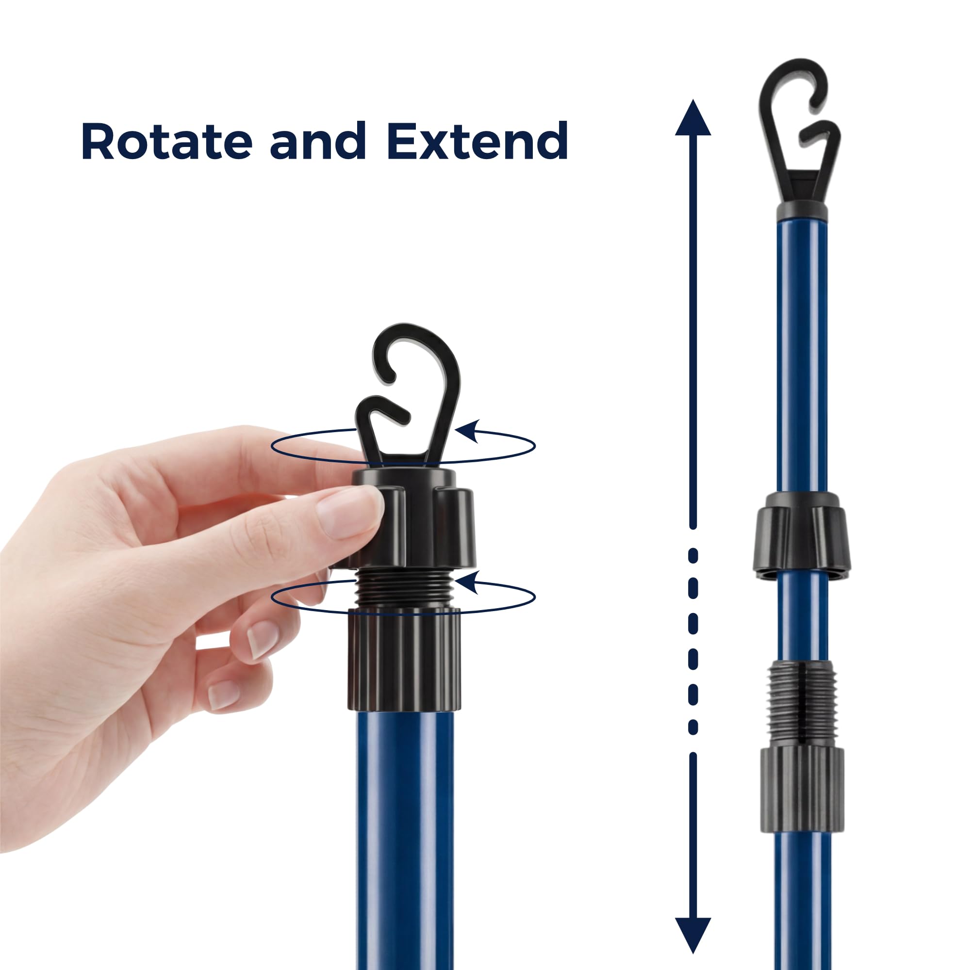 Vivo Technologies Telescopic Washing Line Prop Pole - 2.6m Extension | Rust-Resistant Steel | Pack of 2 6