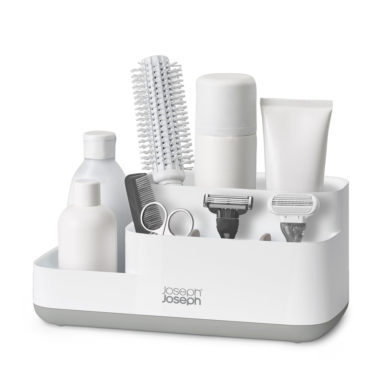 Joseph Joseph EasyStore Bathroom Storage Caddy Organiser - Compact Design | Grey/White | Plastic