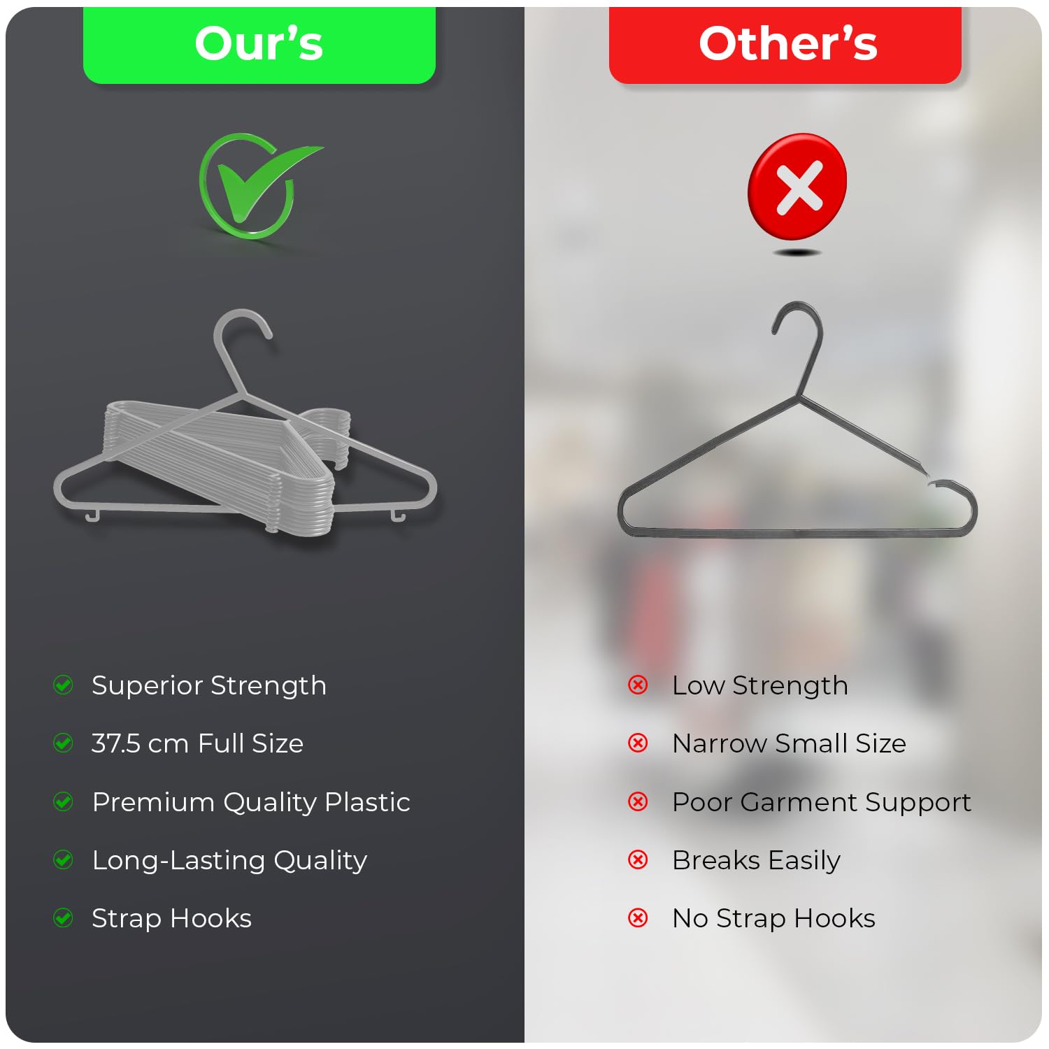 Scott 11 Plastic Coat Hangers - 25 Pack Grey Slim Non-Slip for Suits & Shirts 7