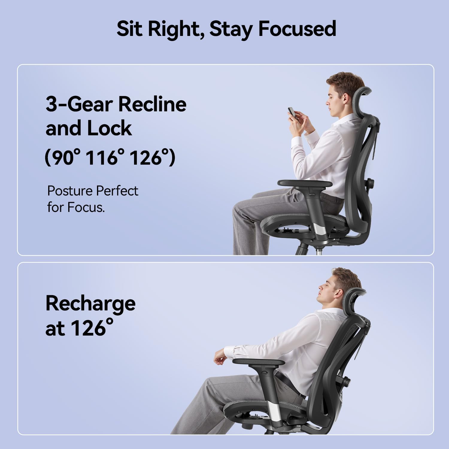 SIHOO M57 Ergonomic Office Chair Mesh Desk Chair with Adjustable Lumbar Support | Grey 9