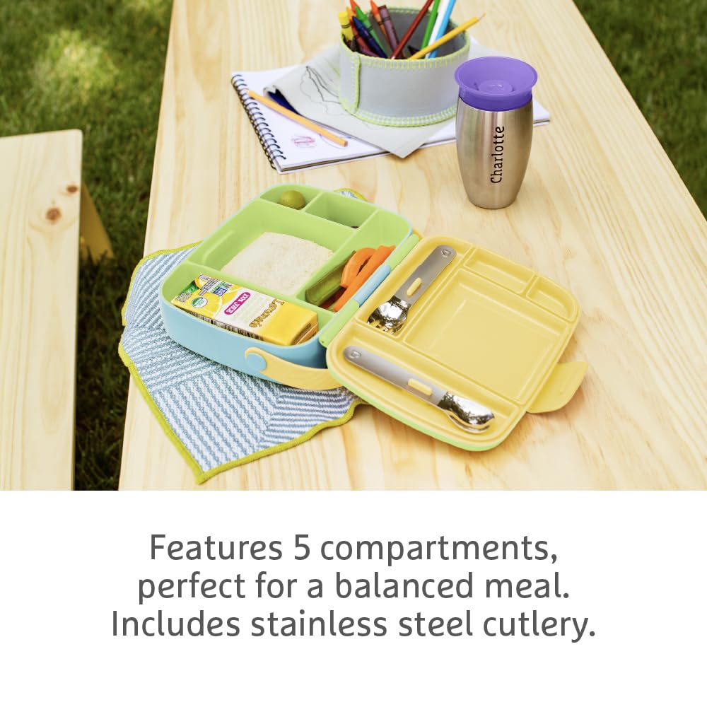 Munchkin Bento Lunch Box for Babies & Toddlers - 5 Compartment Food Container | Green | BPA Free 3