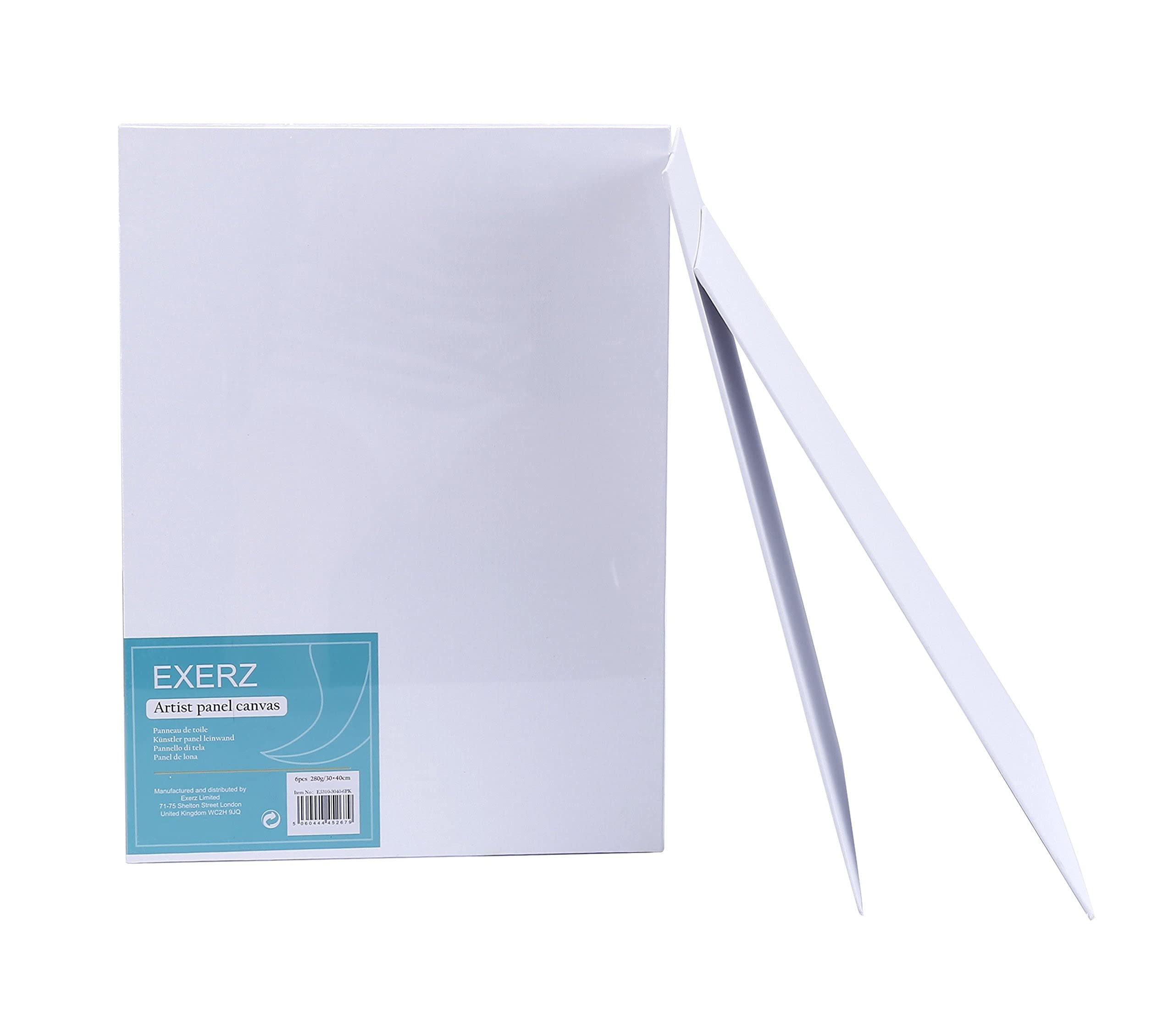 EXERZ Canvas Panels 30x40cm (6 Pack) - 100% Cotton, 280GSM, Triple Primed Gesso 2