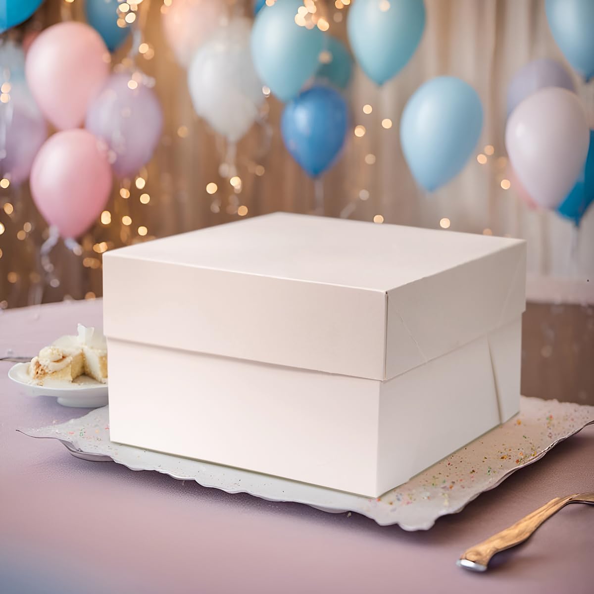 Culpitt 10 Pack White Cake Boxes with Glued Lid, 10 Inch Square, 254 x 254 x 152mm 4