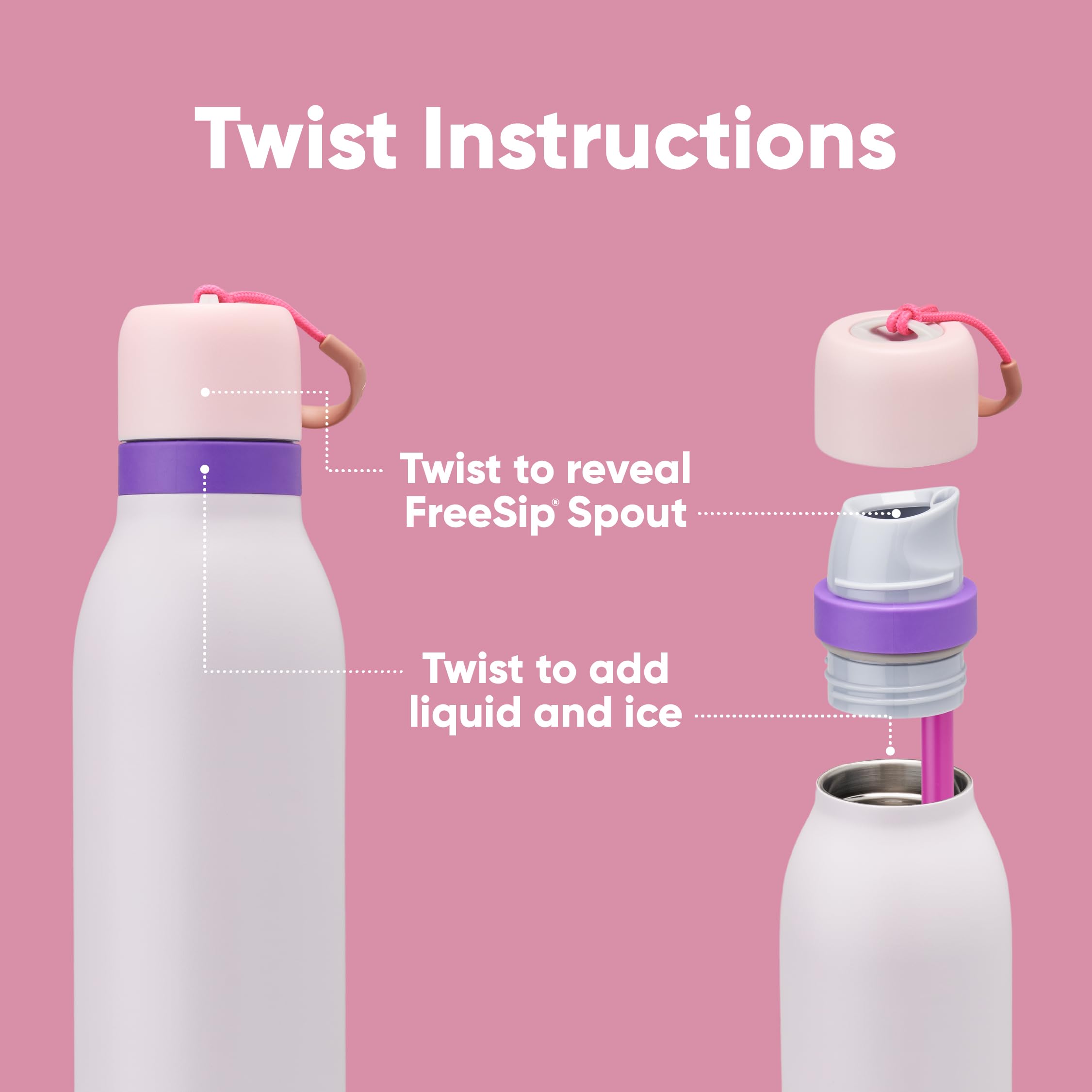 Owala FreeSip Twist Insulated Stainless Steel Water Bottle 710ml Dreamy Field | Straw & Swig Spout 4