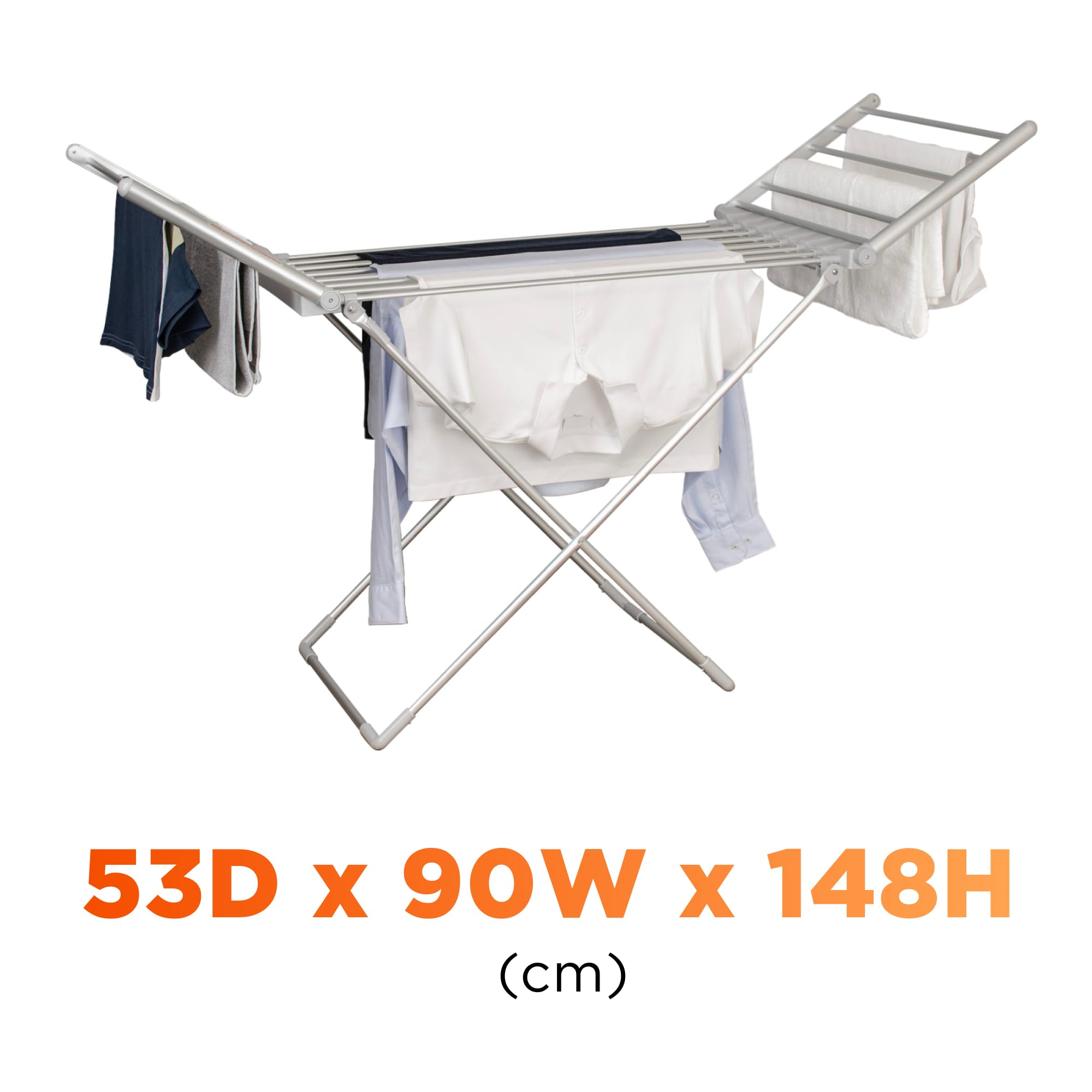 Status 230W Heated Winged Clothes Airer - Foldable Aluminium, 15kg Capacity | Silver 3