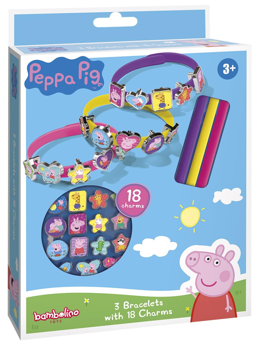 Totum Peppa Pig Jewellery Craft Set - Make 3 Bracelets with 18 Charms | Ages 3+ 1