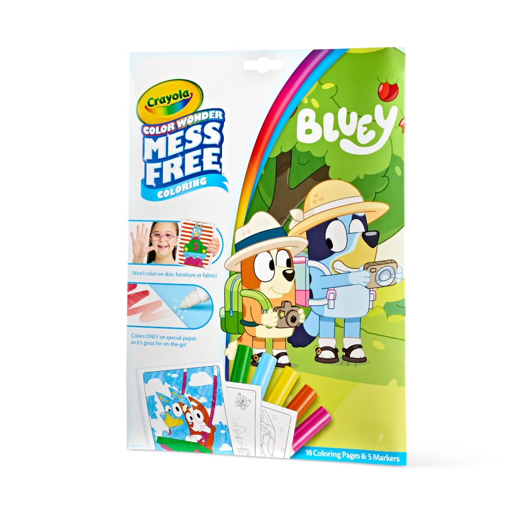 CRAYOLA Color Wonder Bluey Mess-Free Colouring Book | 18 Pages, 5 Markers | Ages 3+ 4