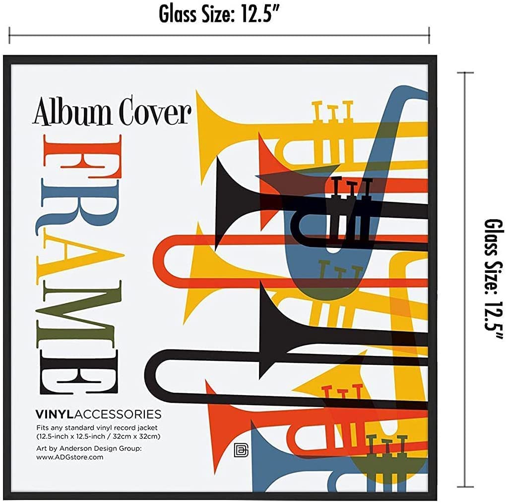 Americanflat Vinyl Frame - 32x32 cm Black Aluminum with Polished Plexi Cover | Set of 4
