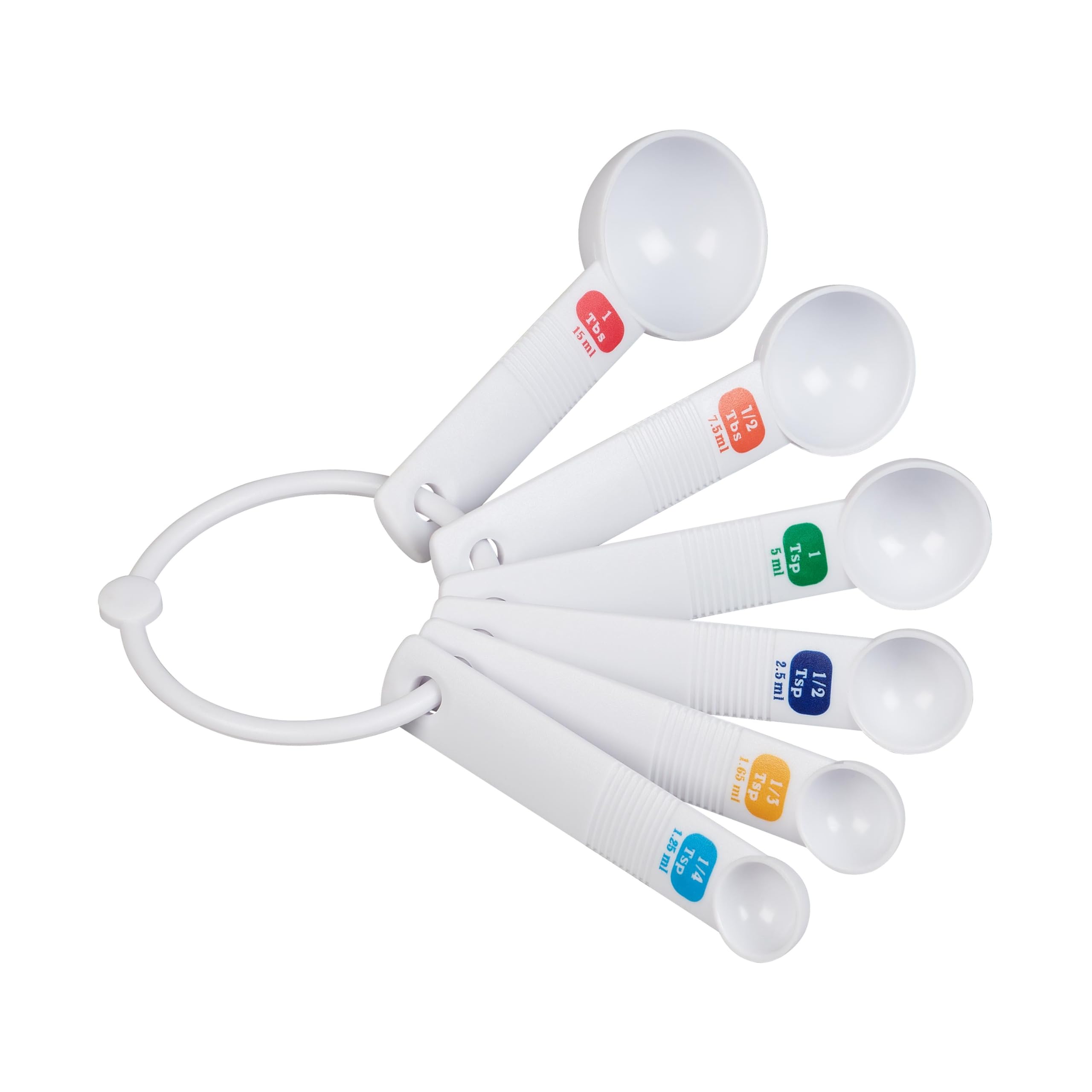 Tala Plastic Measuring Spoons Set of 6 | 1/4 tsp (1.25ml) to 1 tbs (15ml) | Dishwasher Safe