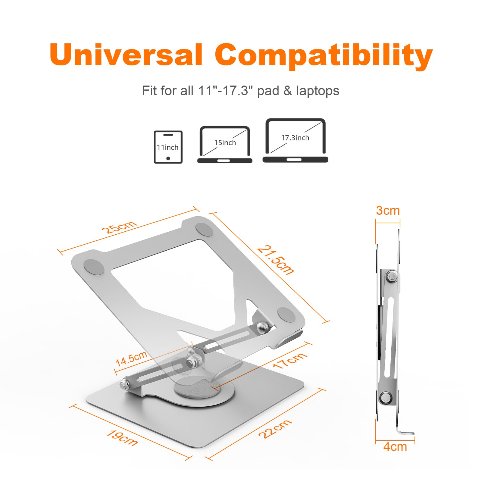 GRIFEMA Laptop Stand - 360° Swivel Base, Foldable & Adjustable Height for 11-17 Inch Laptops 2