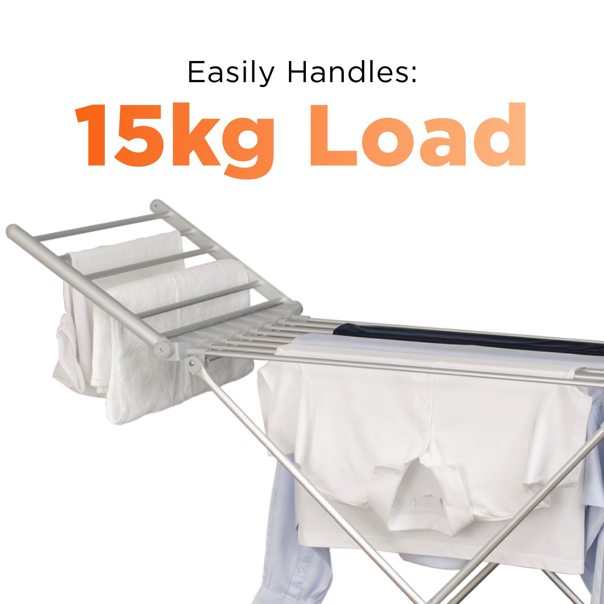 Status 230W Heated Winged Clothes Airer - Foldable Aluminium, 15kg Capacity | Silver 5