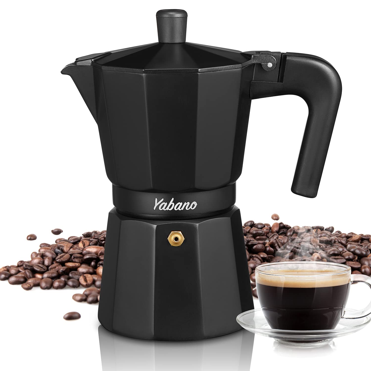 Yabano Stovetop Espresso Maker - 6 Cups Moka Pot | Cast Aluminum | Works on Gas/Electric/Ceramic