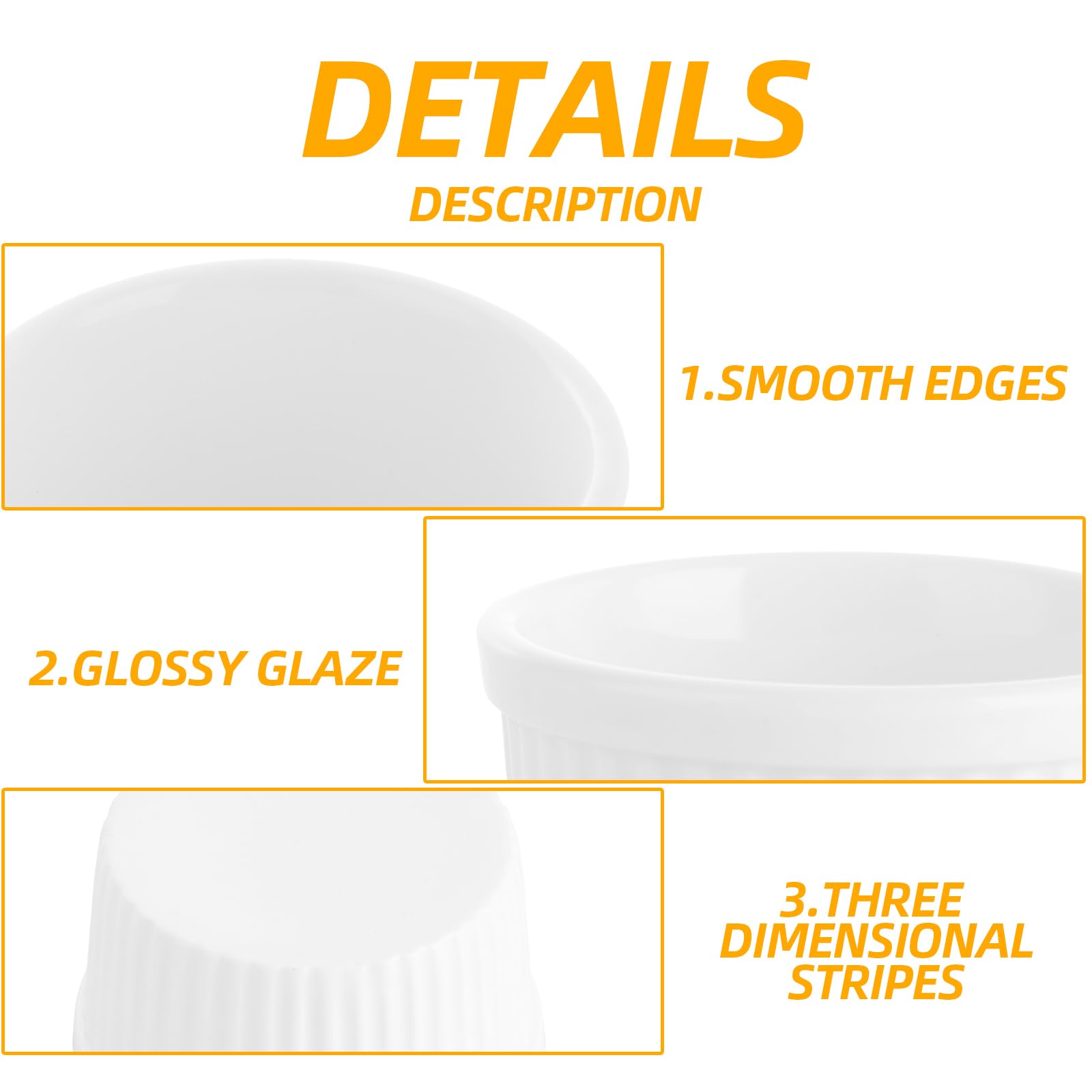 ASelected White Porcelain Ramekins Set of 8 - 7 CM Diameter, 90 ML Capacity, Oven Safe 4