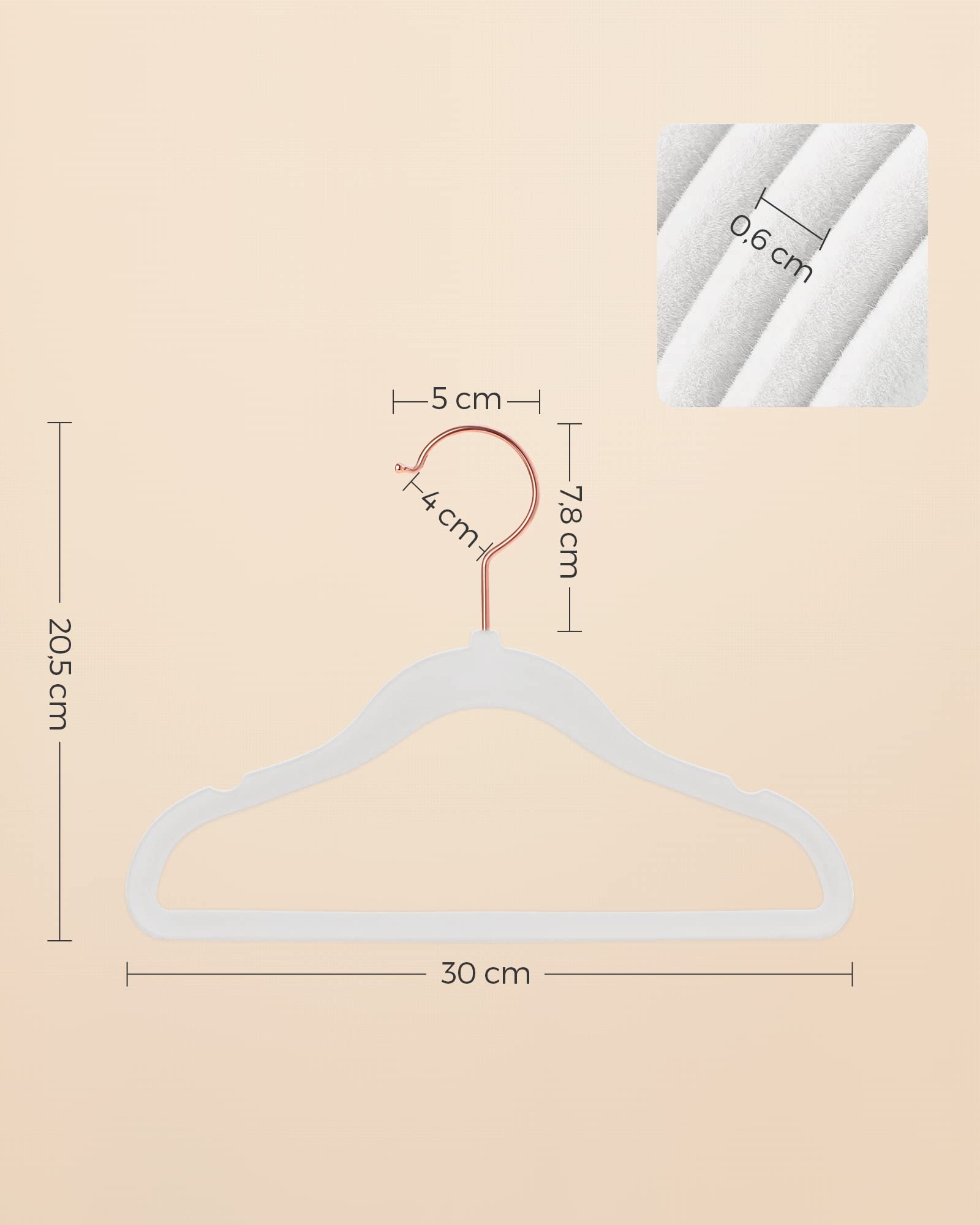 SONGMICS Baby Velvet Hangers - 50 Pack, Non-Slip, Rose Gold Hooks, 30cm for Kids 0-6 7