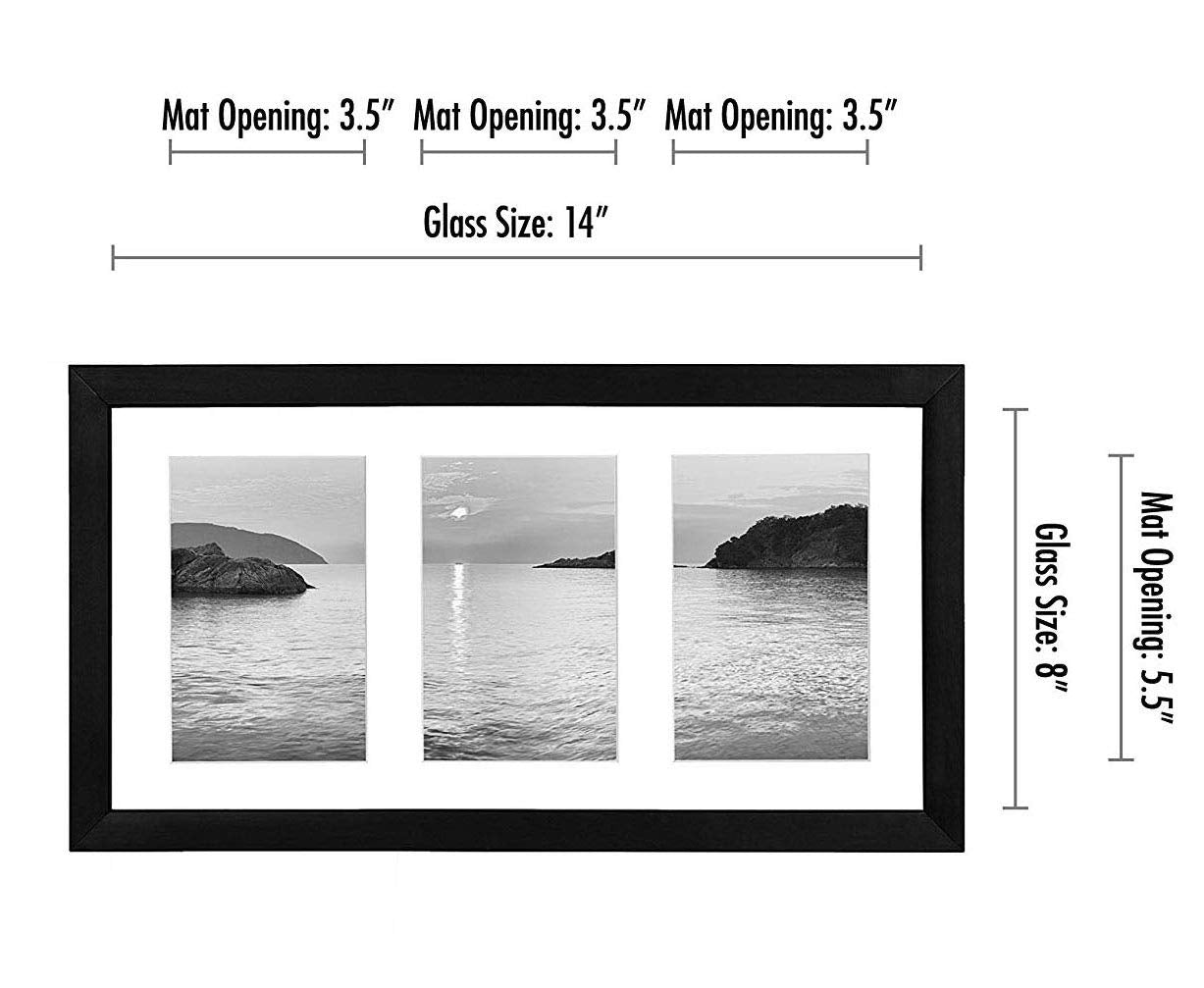 Americanflat Black 8x16 Collage Photo Frame for One 8x16 or Three 4x6 Photos | Shatter-Resistant Glass 3