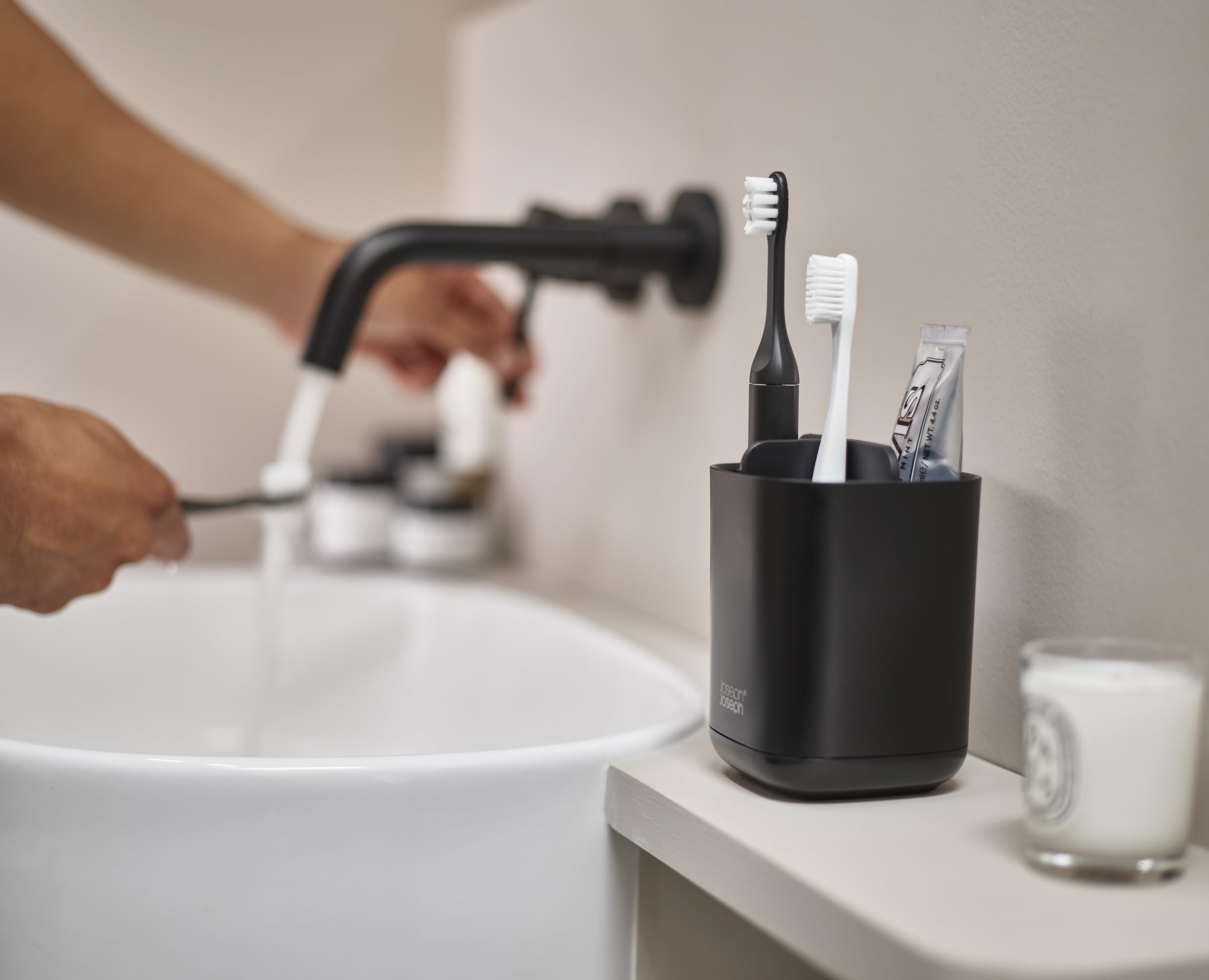 Joseph Joseph Easy-Store Toothbrush Holder Caddy | Ceramic | Black | Ventilated Storage 5