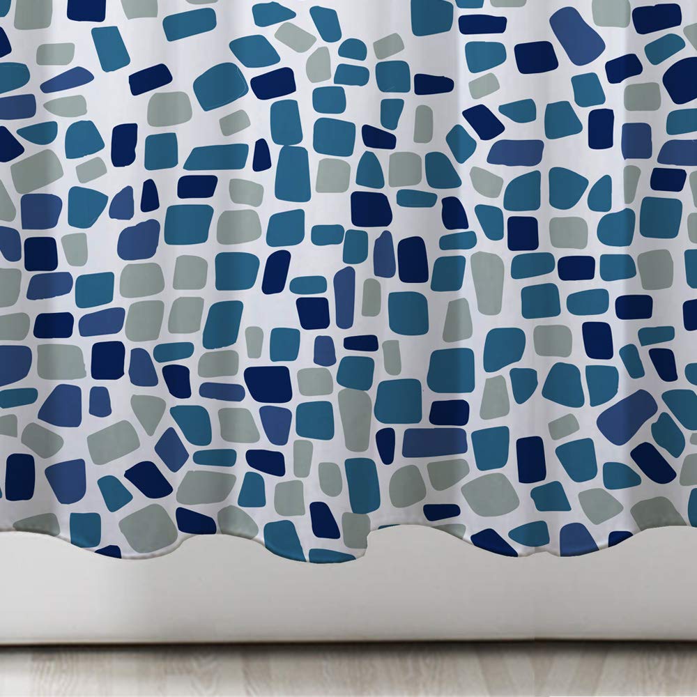 ANSIO Polyester Shower Curtain - Mosaic Blue | 180cm x 200cm | Mold & Mildew Resistant 6