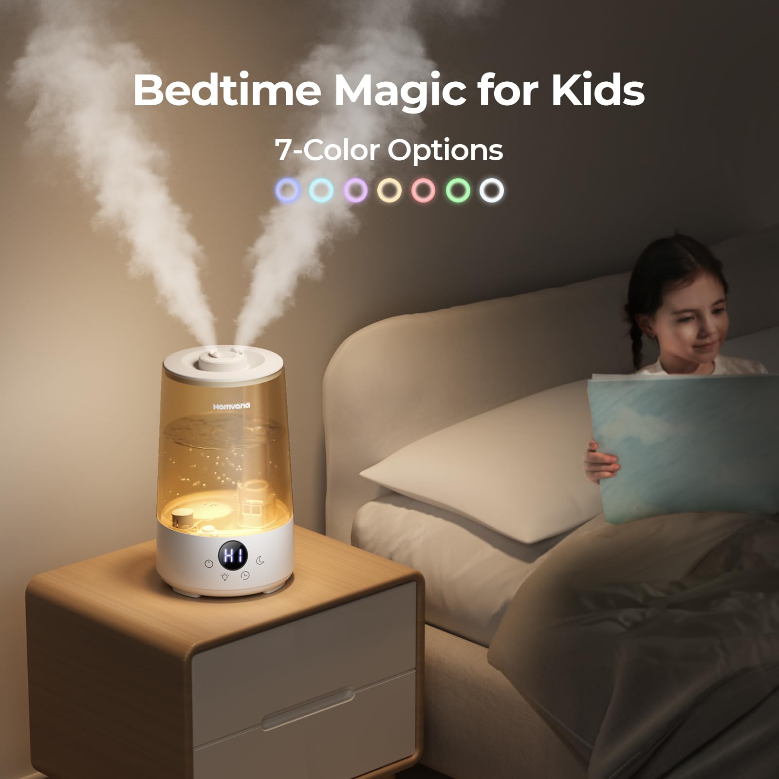 Homvana H101 3.6L Cool Mist Humidifier for Bedroom | Quiet Operation | 34-Hour Runtime 5