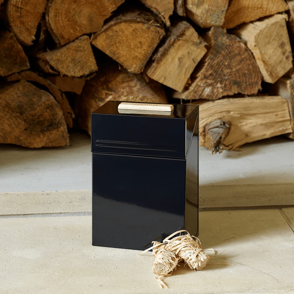 Valiant Fun Firelighter Storage Box - Compact Metal Container with Flip Top Lid | Black | 20.5cm x 14cm x 9cm 3