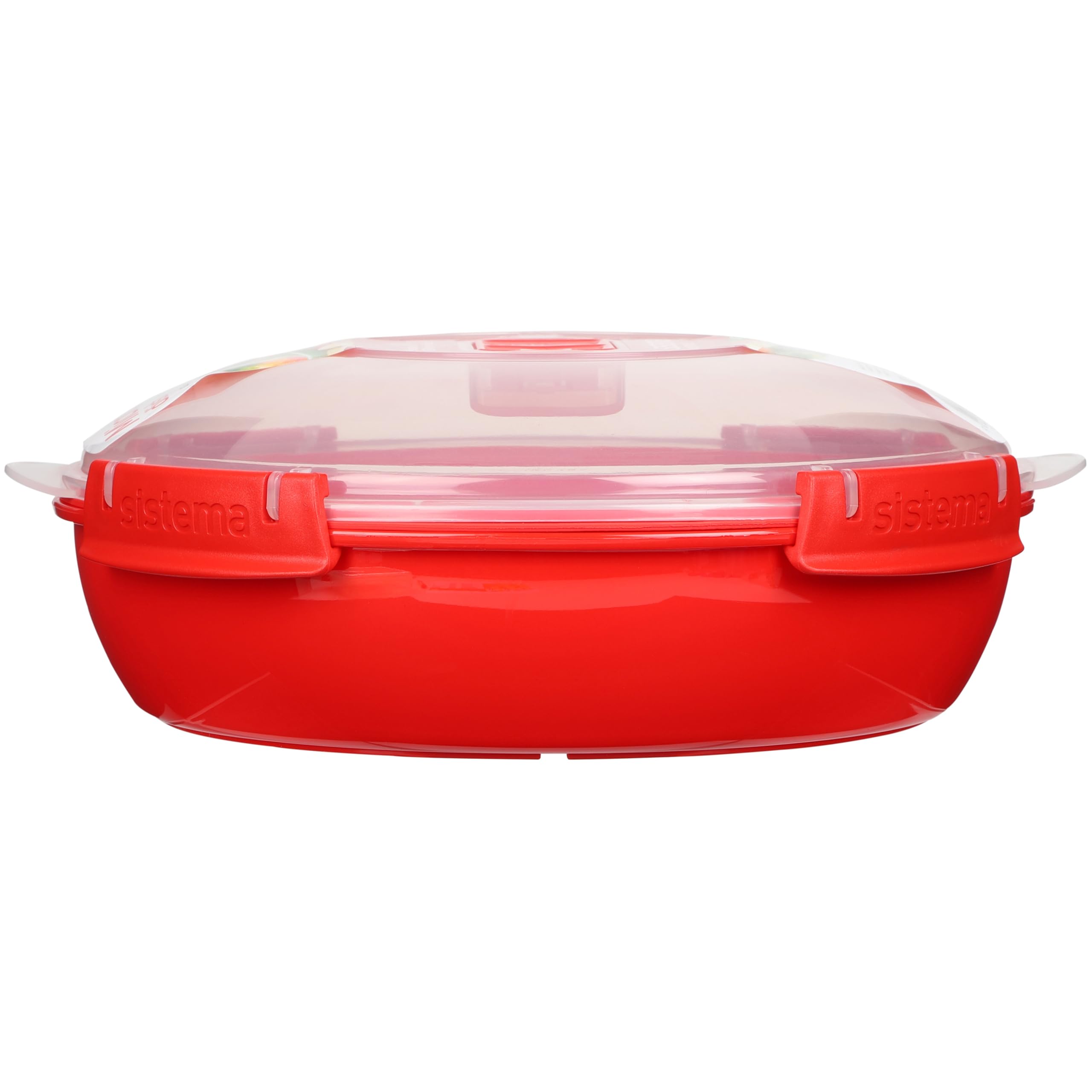Sistema Round Microwave Container - 1.3L Capacity | Steam Release Vent | Red Plastic | 1 Count 7