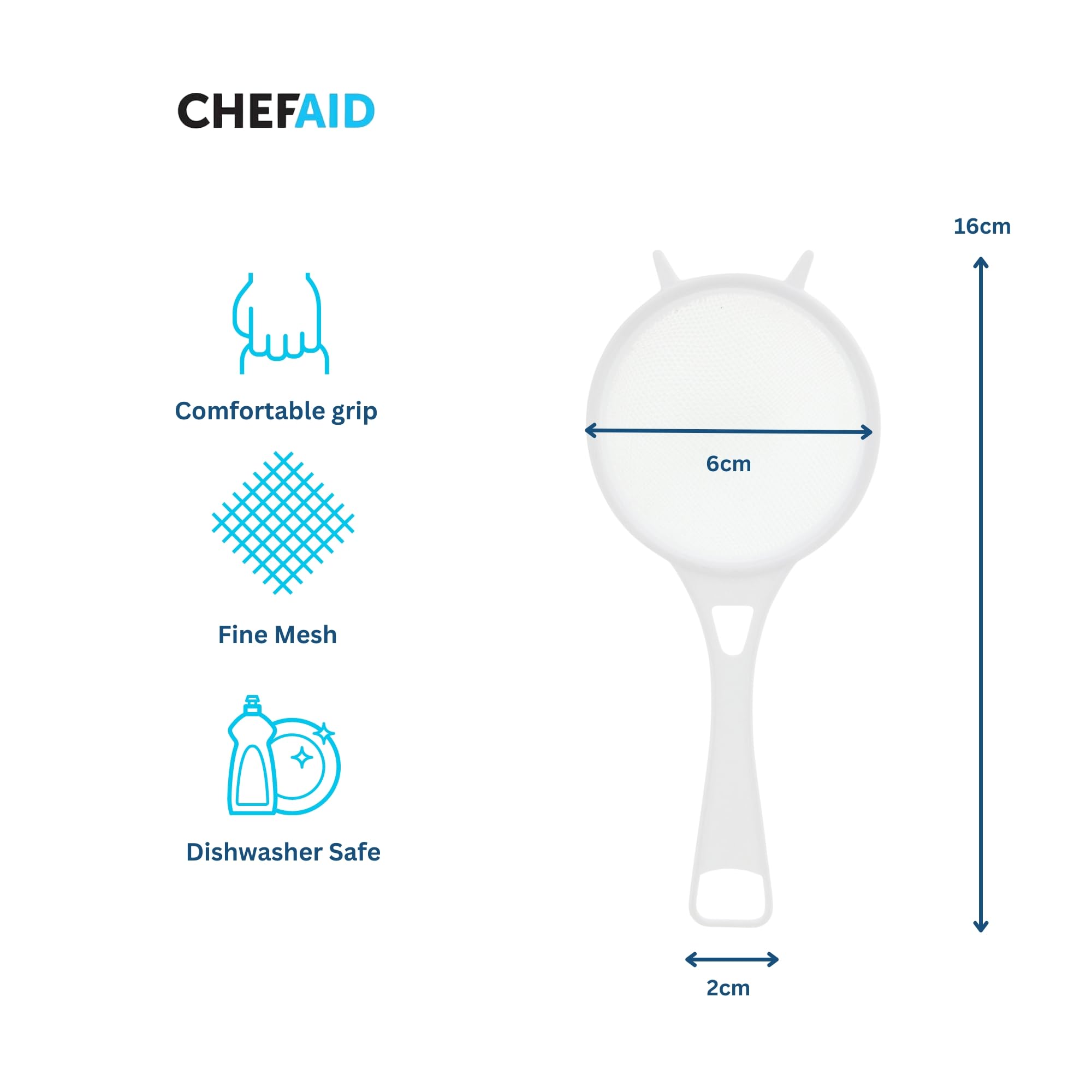 Chef Aid Nylon Tea Strainer - Fine Mesh Ball Design | 6cm Diameter | White