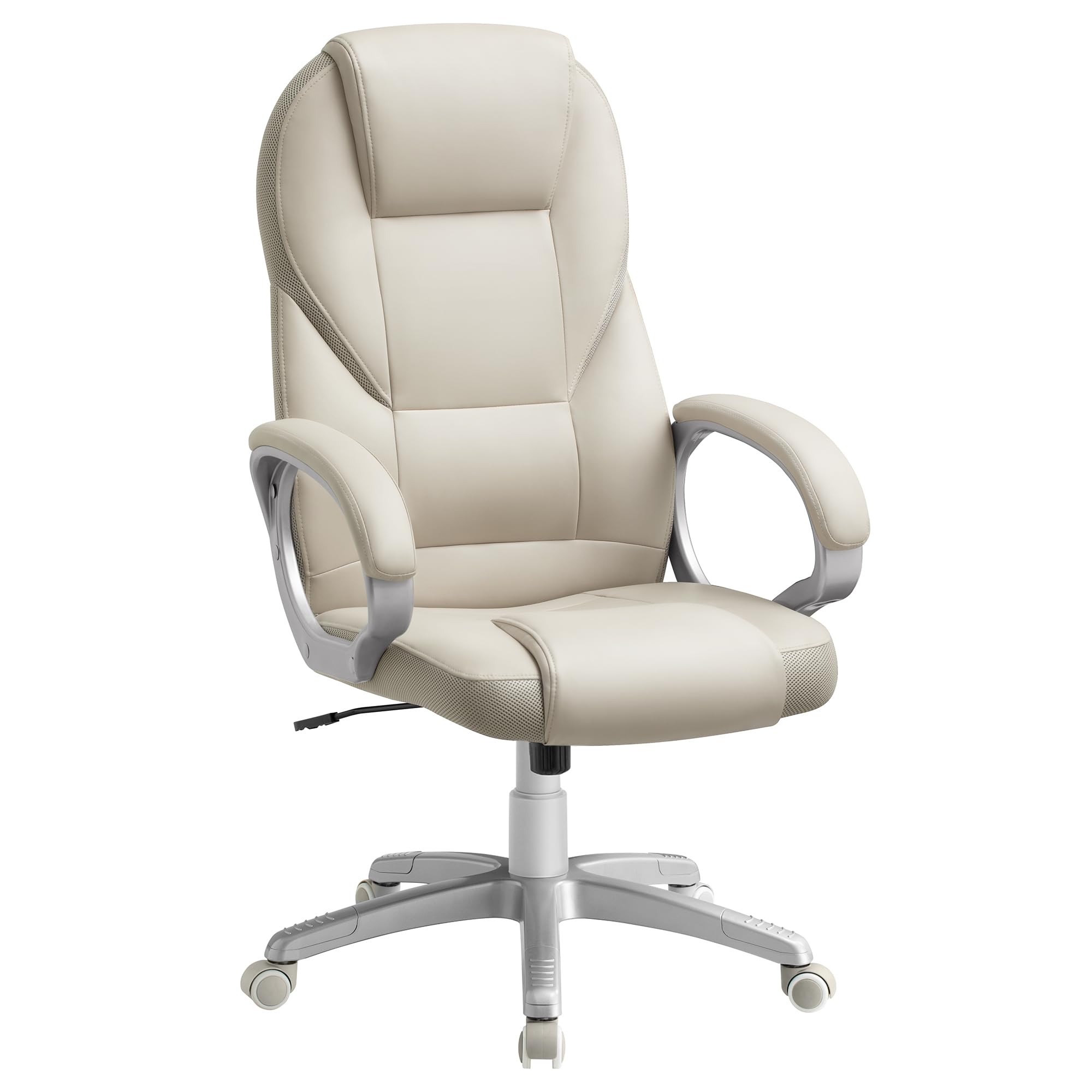 SONGMICS Ergonomic Swivel Desk Chair - Adjustable Height, Silent Castors, Cream White | OBG022W11