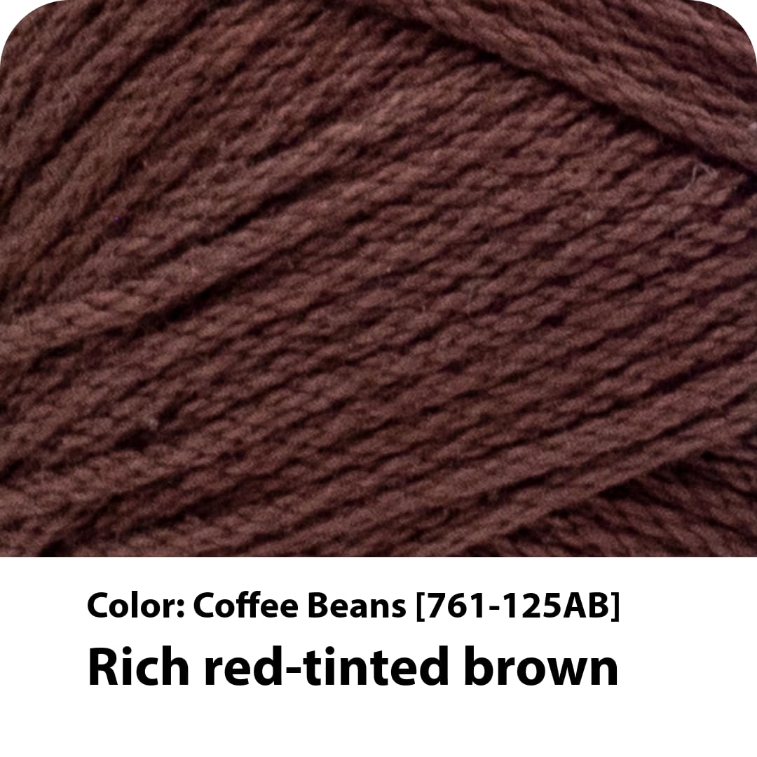 Lion Brand Yarn 24/7 Cotton - Worsted Weight Mercerized Cotton for Knitting & Crochet | Coffee Beans | 1 Pack 2