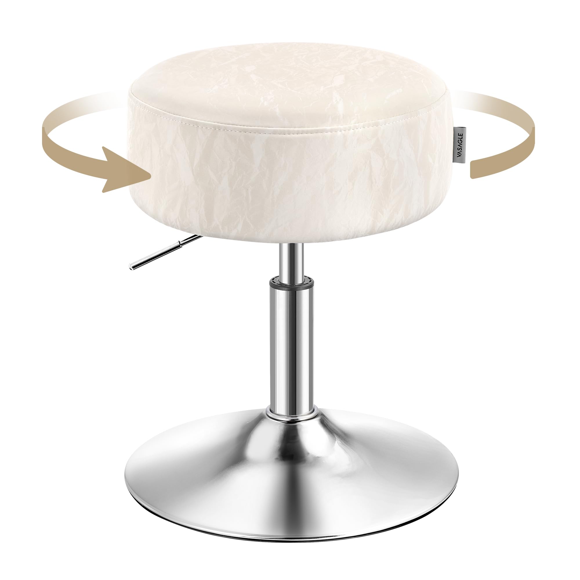 VASAGLE Height Adjustable Makeup Vanity Stool | 35 cm Seat | Cream White PU Leather | Swivel Base