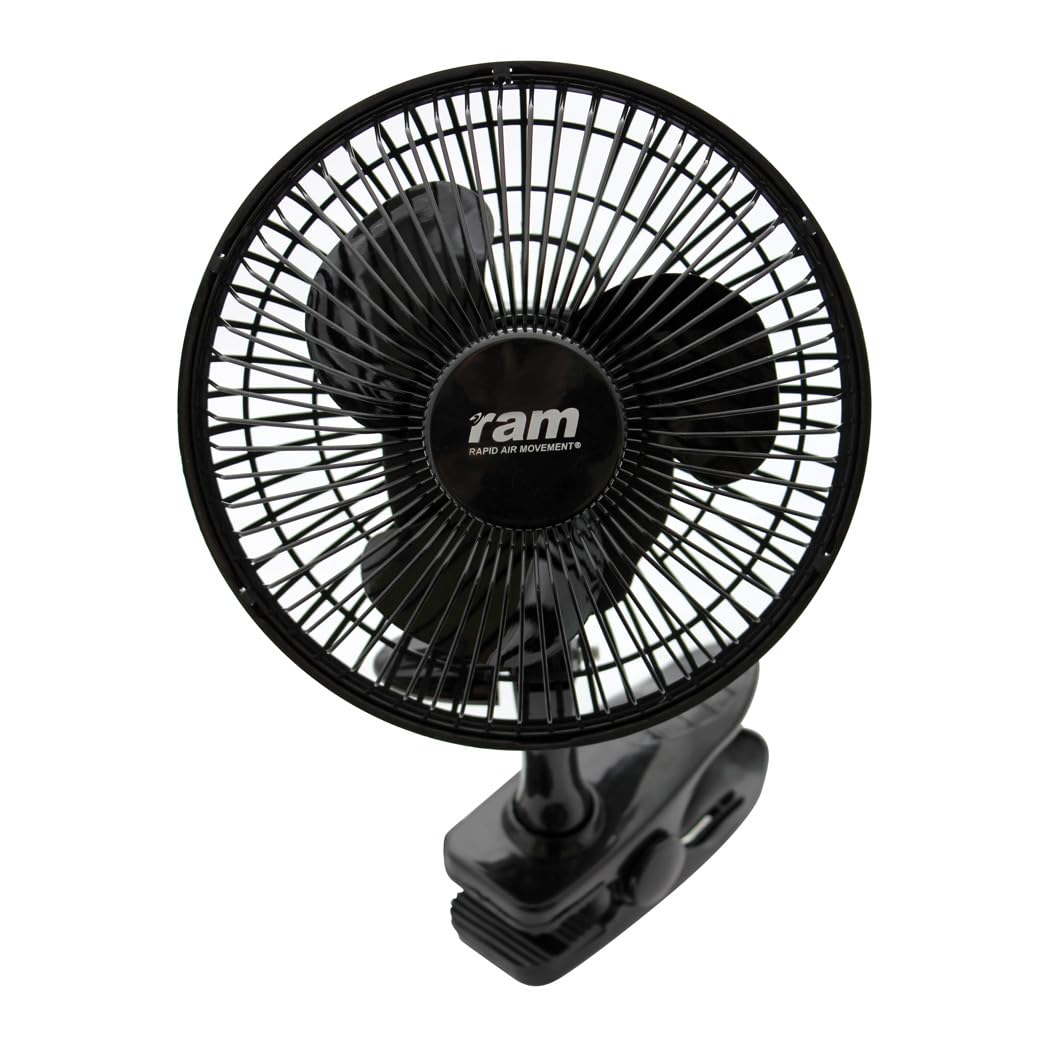 RAM Clip On Fan 15W 6 Inch Electric Desk Fan with 2 Speed Settings | Portable Black Plastic 1