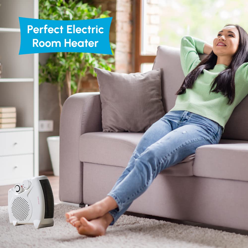 1ABOVE Portable 2000W Electric Fan Heater - Flat/Upright Design | 2 Heat Settings 5