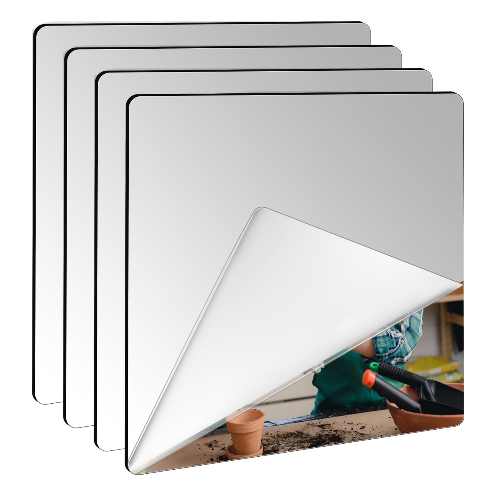 ASelected 6 Pack Self Adhesive Mirror Tiles 20x20 cm - Lightweight Acrylic for Home & Gym | Easy Installation 1
