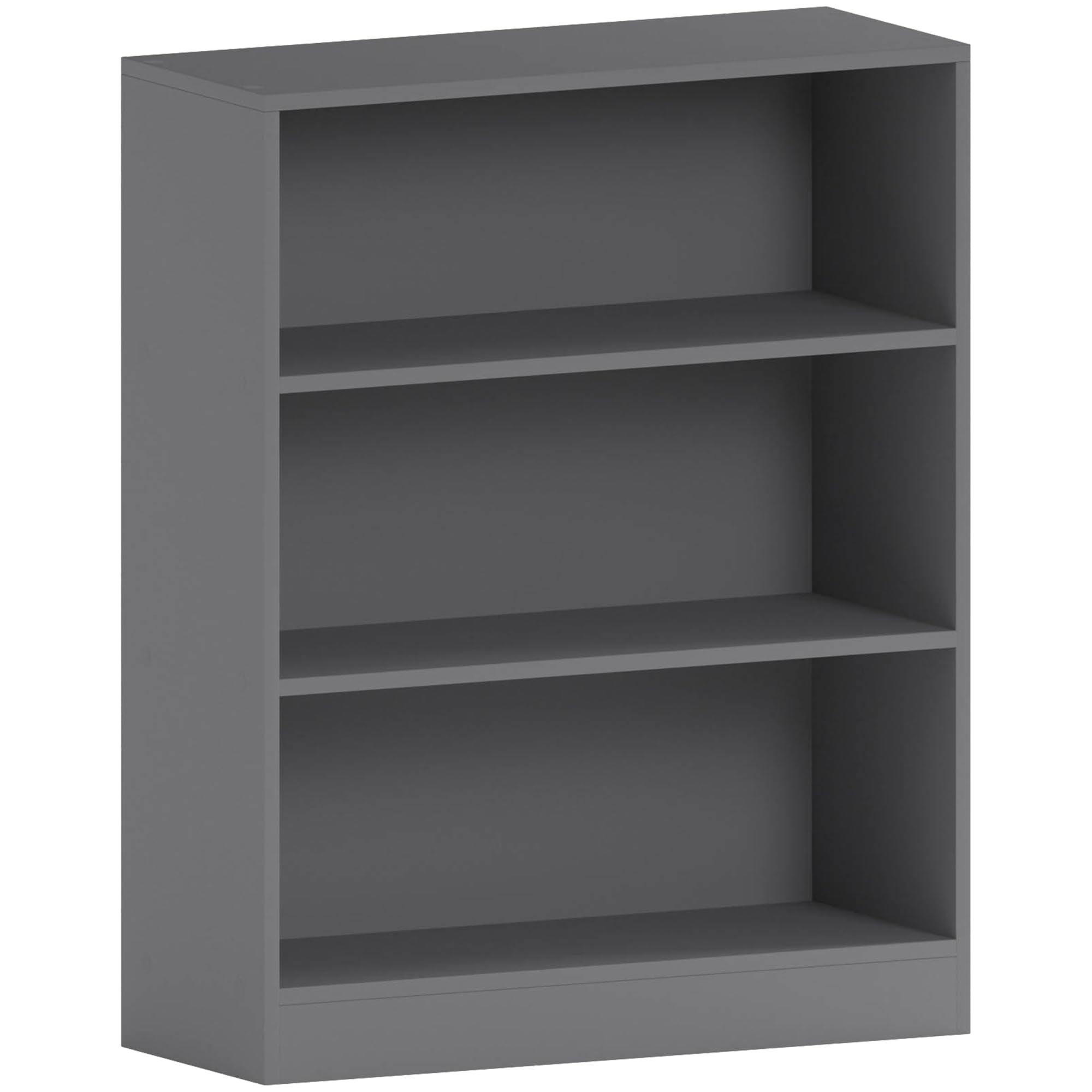 Vida Designs Cambridge 3 Tier Low Bookcase - Grey Wooden Shelving | Chipboard & MDF Construction | H 75 x W 60 cm 1