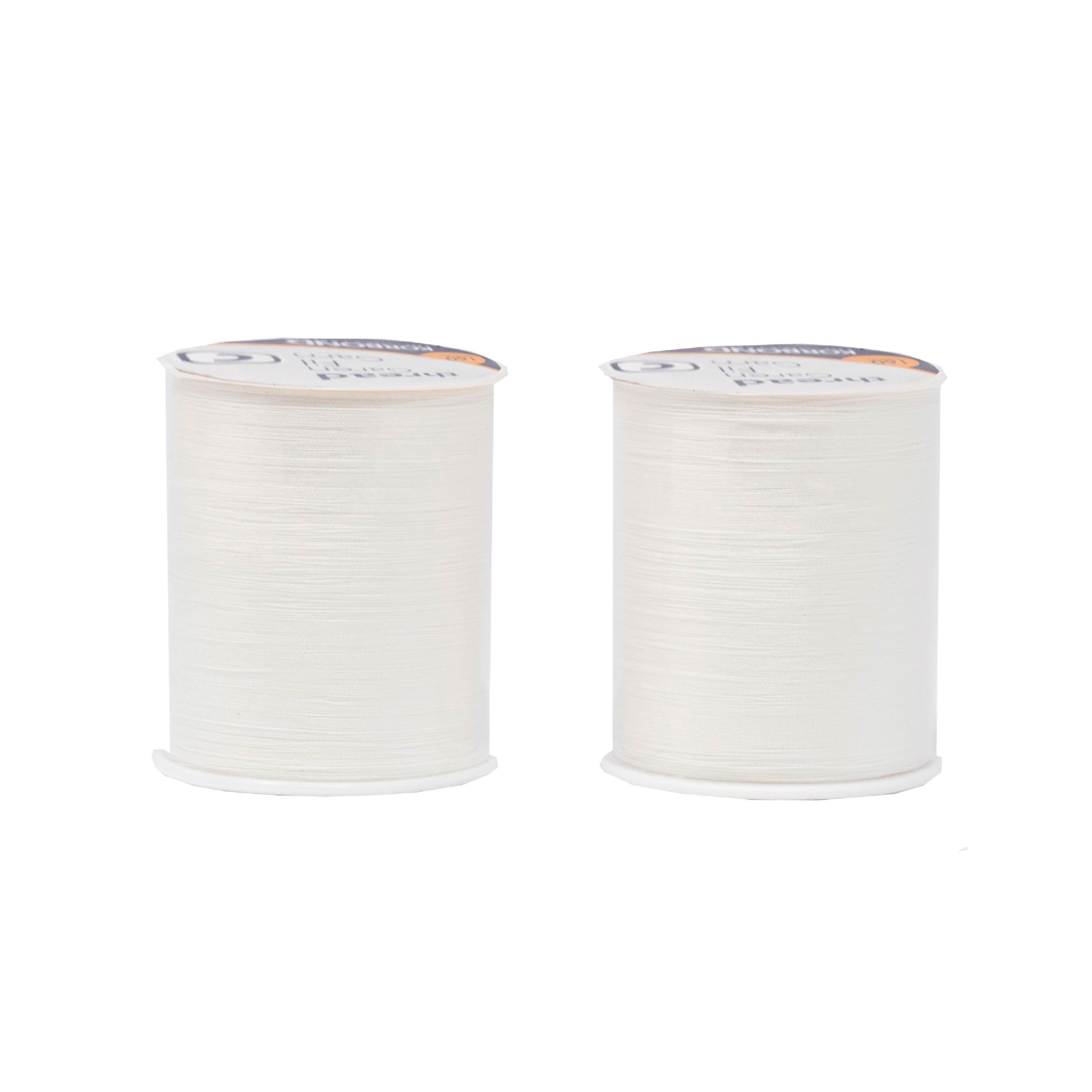KORBOND Sewing Thread - White Polyester Blend | 320m Total (2 x 160m Spools) | Hand & Machine Use 1