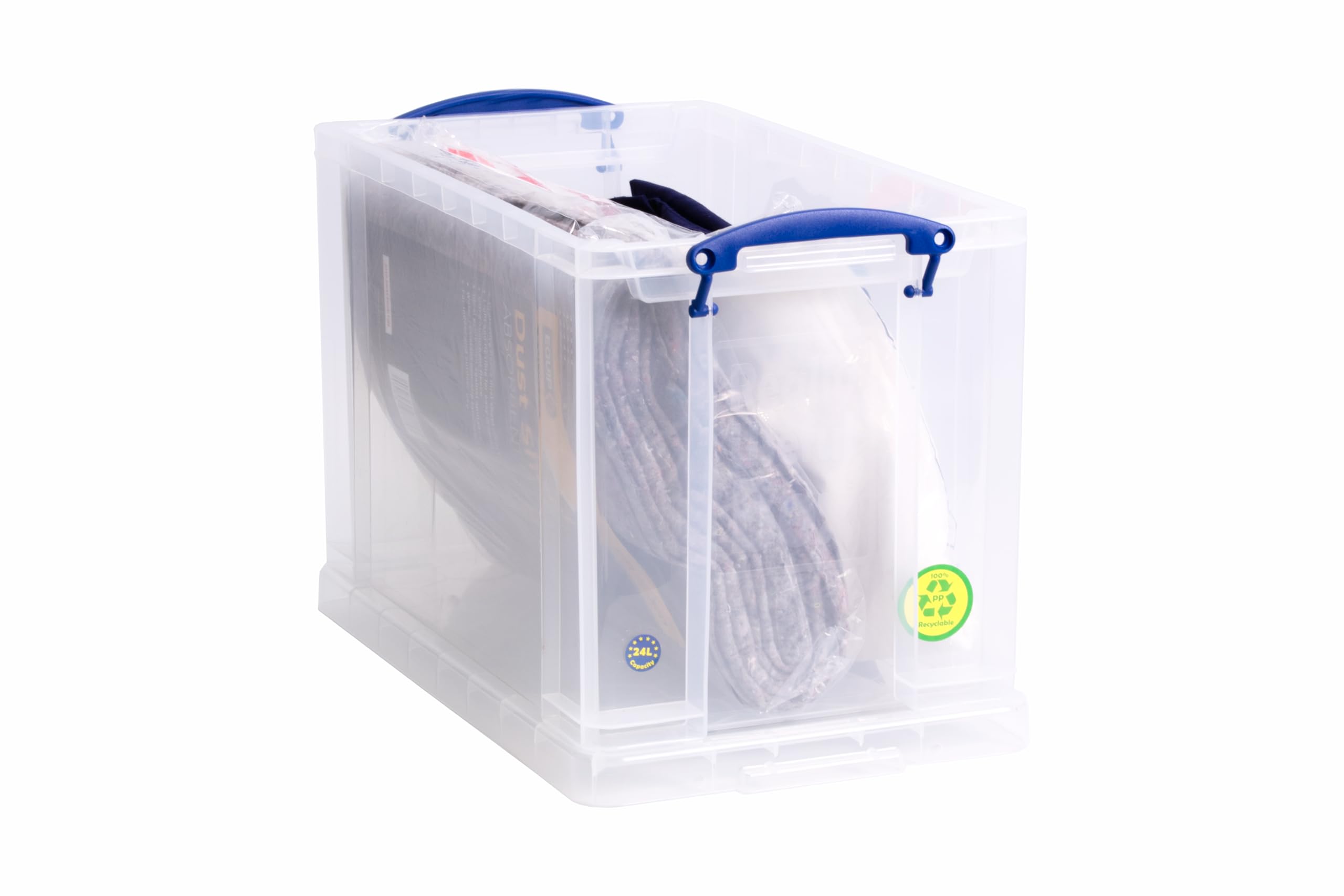 Really Useful Box Plastic Storage Box - 24L Capacity, Clear, Stackable (4 Pack) 4