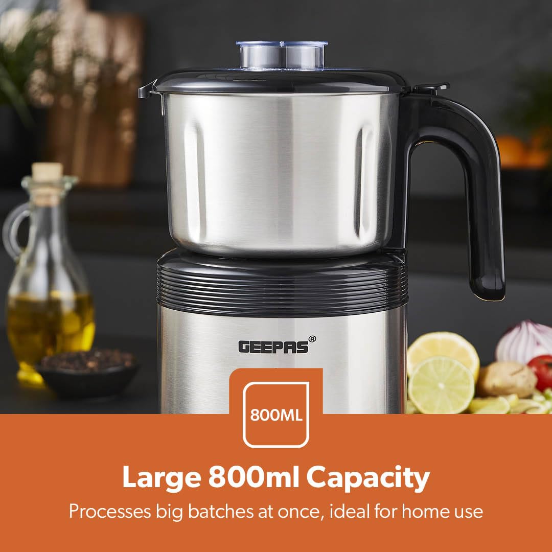 GEEPAS 450W Electric Blade Grinder - 800ml Capacity, Wet & Dry Grinding | Stainless Steel 4