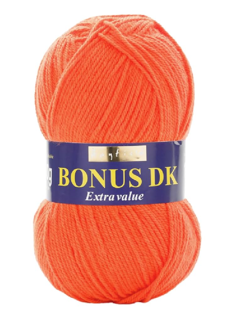 Sirdar Hayfield Bonus DK Double Knitting Yarn - 100g | Bright Orange | 100% Acrylic 1