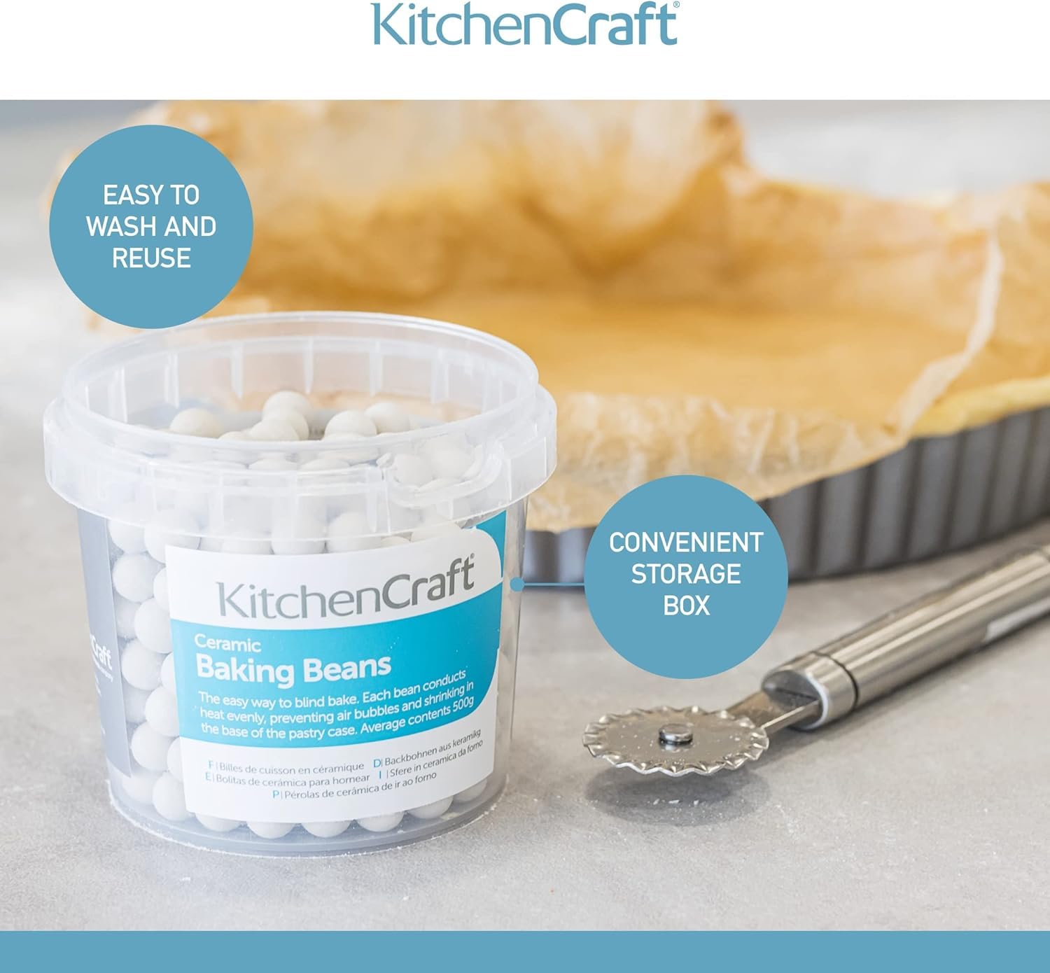 KitchenCraft Ceramic Baking Beans - 500g for Blind Baking | Reusable & Heat Resistant 5