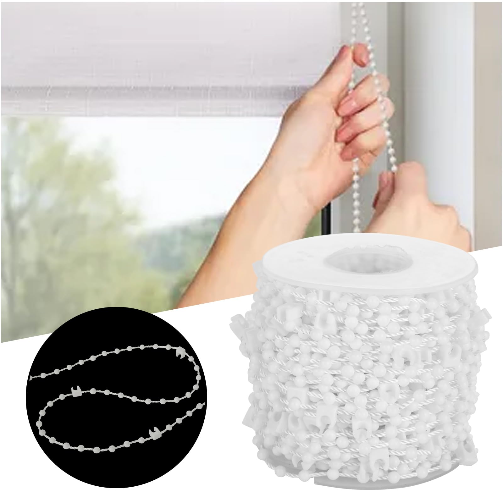 ASelected Vertical Blind Chain Repair Kit - 20 Meter Chain with 200 Clips & 5 Connectors | Durable Plastic 3