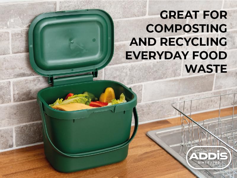 Addis Eco Kitchen Food Waste Compost Caddy Bin - 4.5L Capacity | Recycled Black Plastic | Made in UK 3
