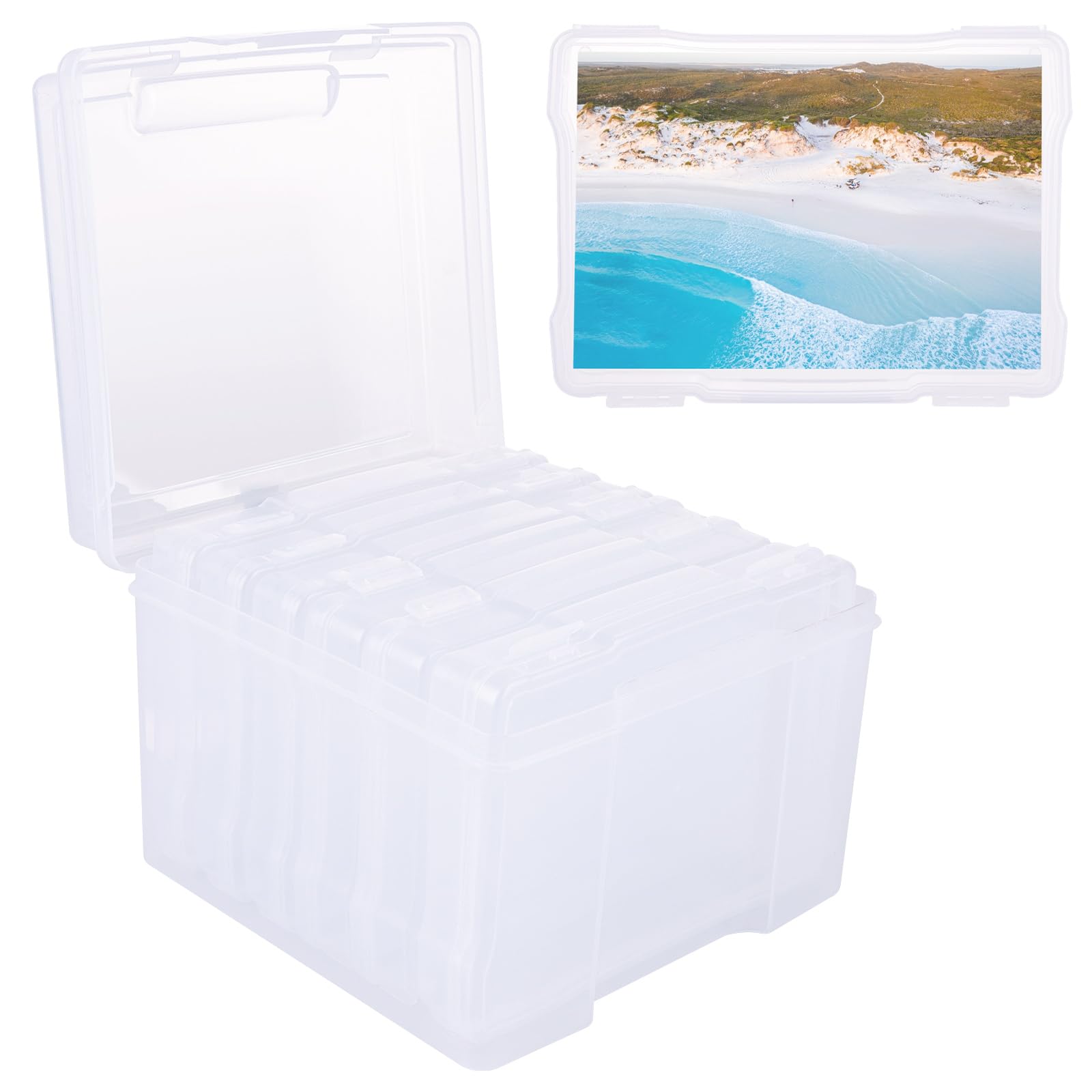 ASelected Plastic Photo Storage Box - Stackable, Transparent, Multi-Functional | 7 Items Total 1